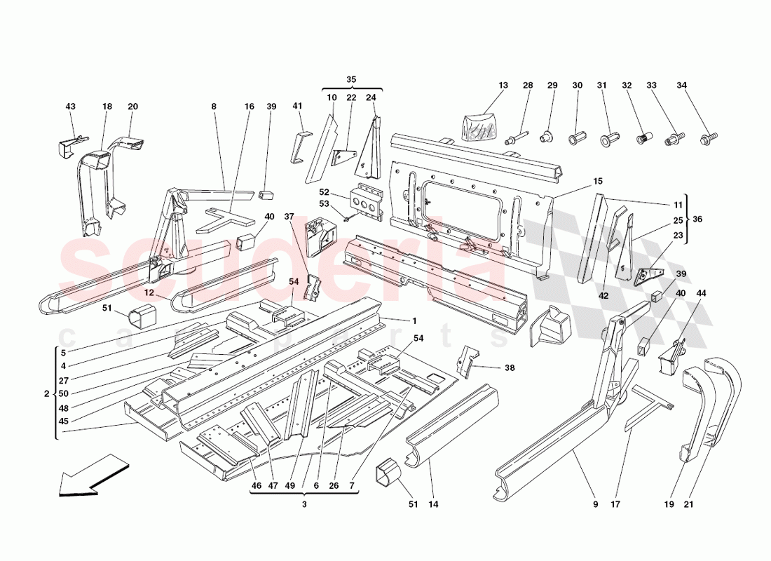 Frame - Central Elements and Plates of Ferrari Ferrari 430 Challenge (2006)