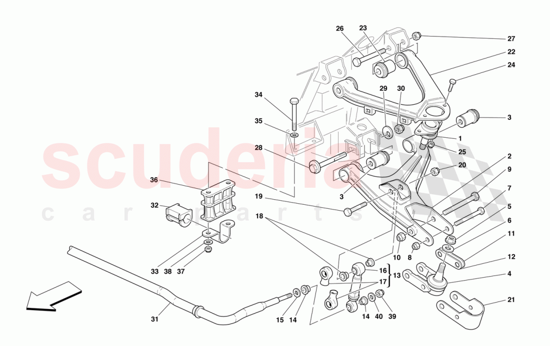 FRONT SUSPENSION - WISHBONES AND STABILIZER BAR of Ferrari Ferrari 550 Barchetta