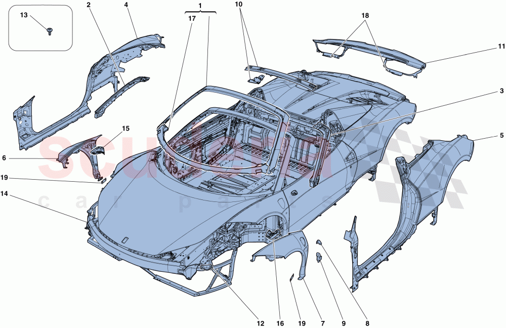 BODYSHELL - EXTERNAL TRIM of Ferrari Ferrari 458 Spider