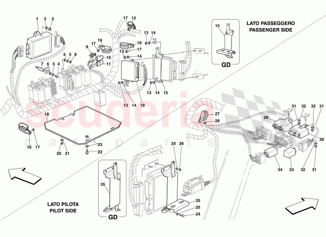 Front Passengers Compartment Control Stations of Ferrari Ferrari 575 Superamerica
