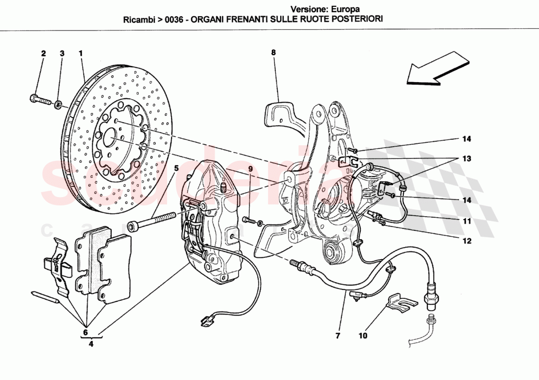 BRAKING DEVICES ON REAR WHEELS of Ferrari Ferrari California (2008-2011)