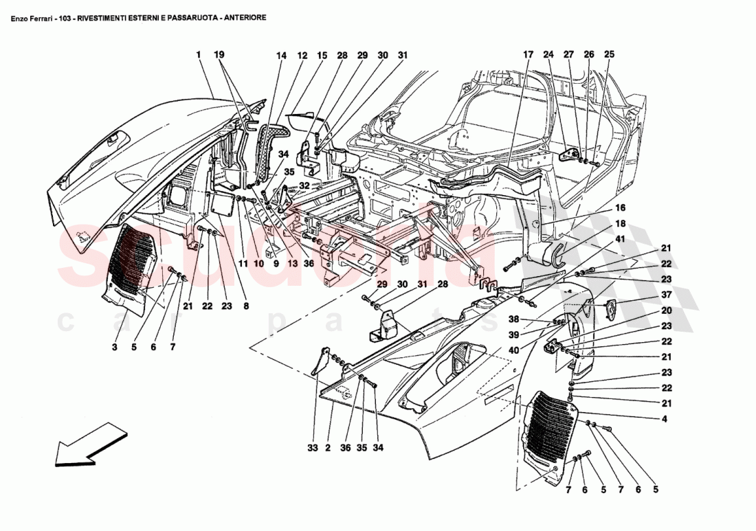 FRONT - OUTER TRIMS AND WHEELHOUSE of Ferrari Ferrari Enzo