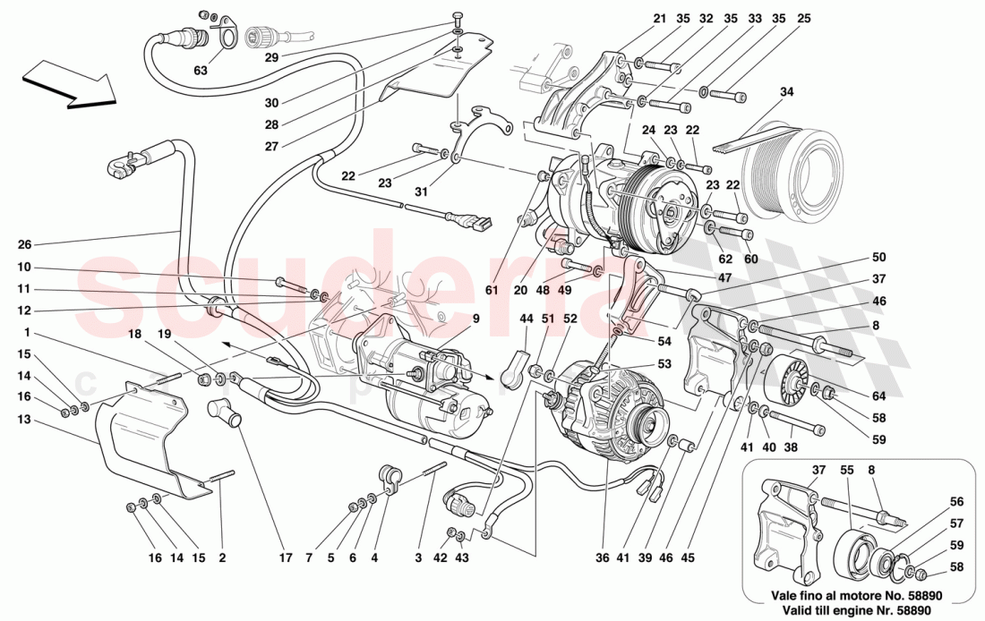 ALTERNATOR - STARTING MOTOR - AIR CONDITIONING COMPRESSOR of Ferrari Ferrari 550 Maranello