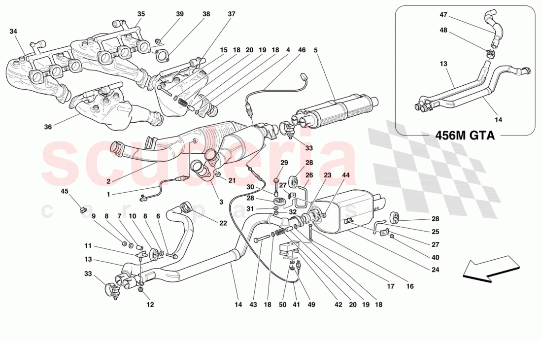 EXHAUST SYSTEM of Ferrari Ferrari 456 M GT/GTA