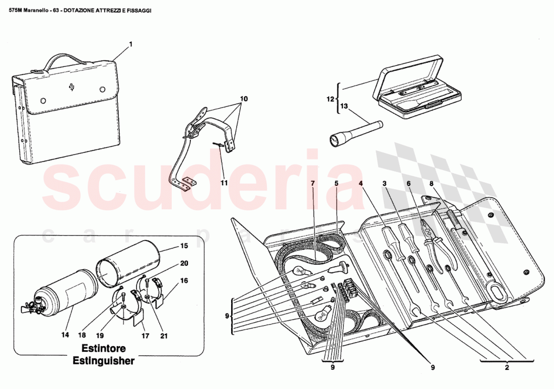 TOOLS EQUIPMENT AND FIXINGS of Ferrari Ferrari 575M Maranello