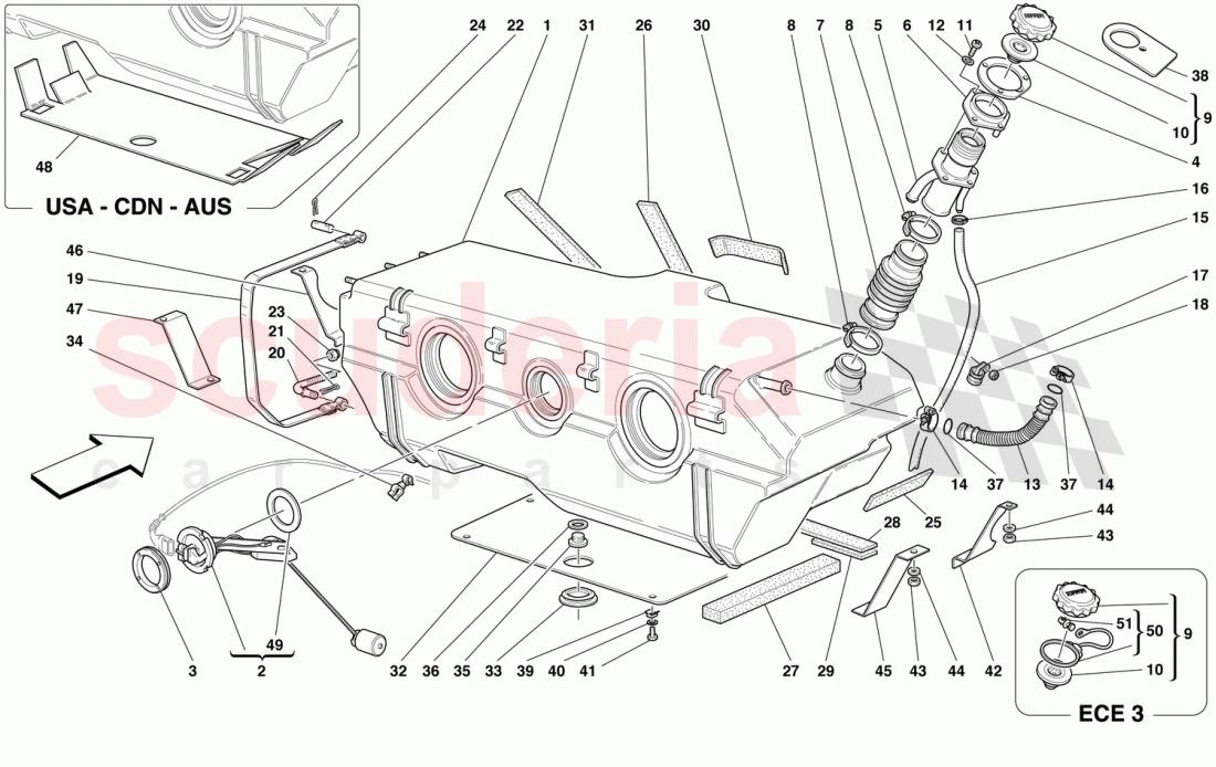 FUEL TANK -Not for USA M.Y. 2000, USA M.Y. 2001, CDN M.Y. 2000 and CDN M.Y. 2001- of Ferrari Ferrari 456 M GT/GTA