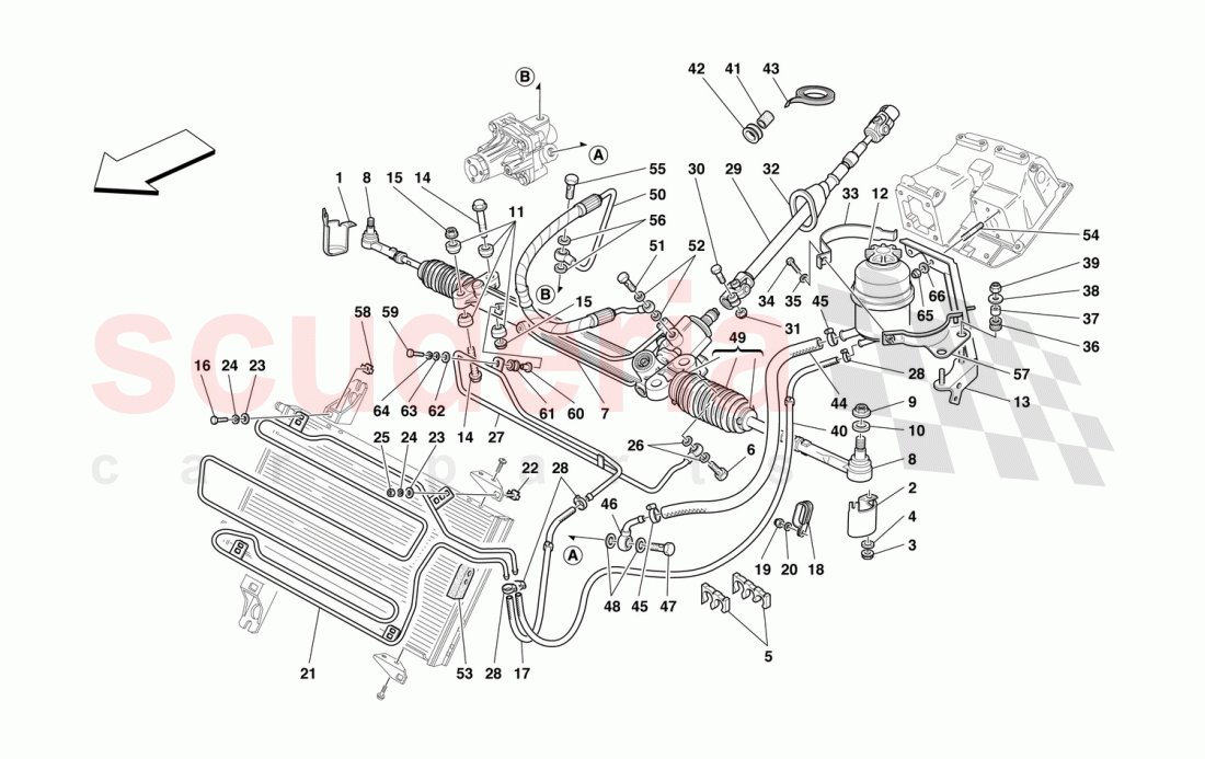 HYDRAULIC STEERING BOX AND SERPENTINE of Ferrari Ferrari 550 Barchetta