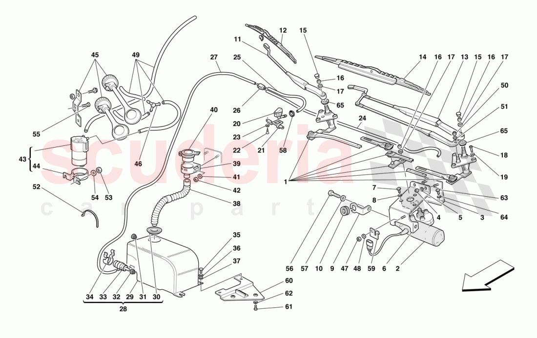 WINDSCREEN WIPER, WINDSCREEN WASHER AND HORNS of Ferrari Ferrari 550 Barchetta