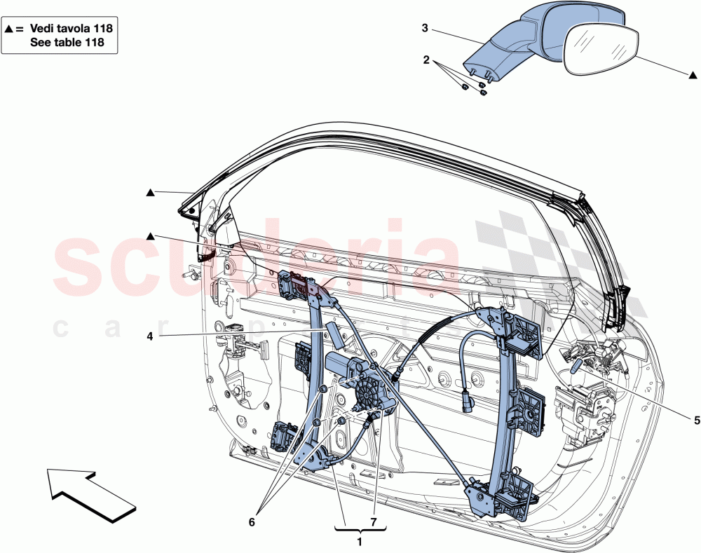 DOORS - POWER WINDOWS AND REAR-VIEW MIRROR of Ferrari Ferrari 458 Italia