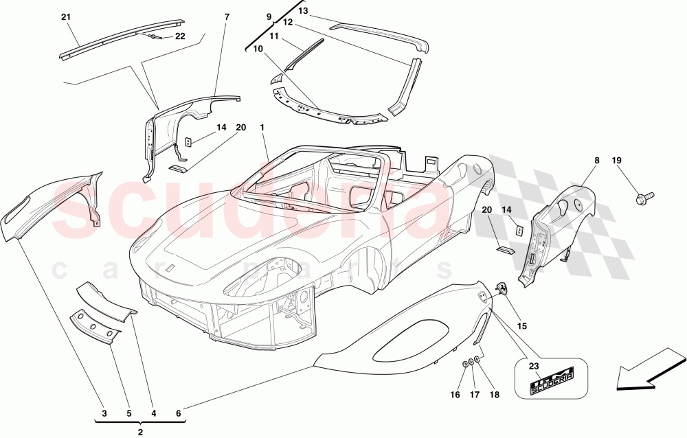 BODYSHELL - EXTERIOR TRIM -Applicable for Spider 16M- of Ferrari Ferrari 430 Scuderia