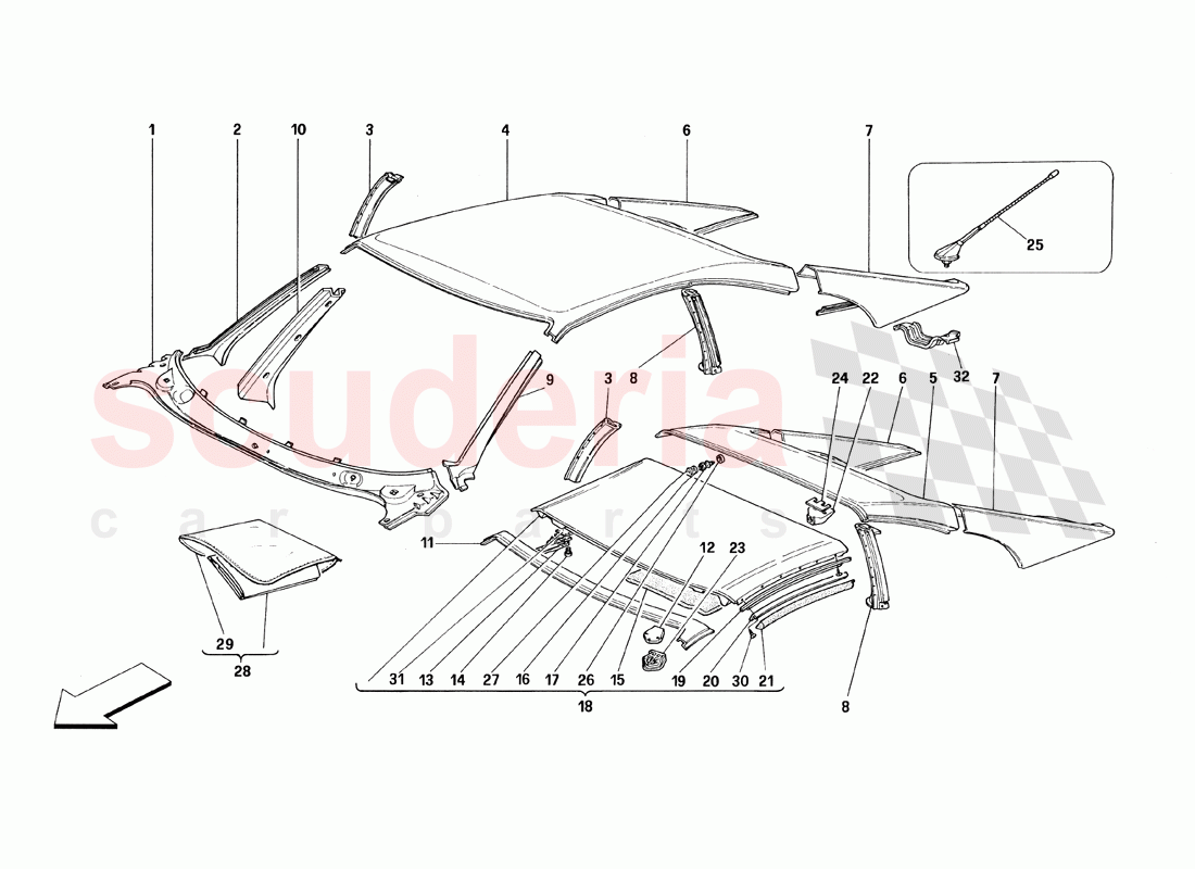 Roof - Outer Trims of Ferrari Ferrari 348 TS (1993)