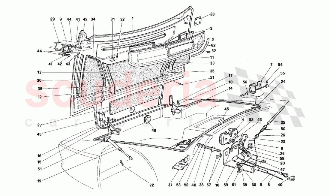 Front hood of Ferrari Ferrari 512 TR
