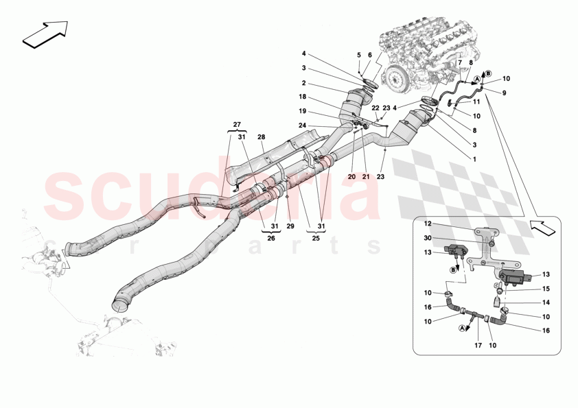 EXHAUST SYSTEM - FRONT SECTION of Ferrari Ferrari 12Cilindri