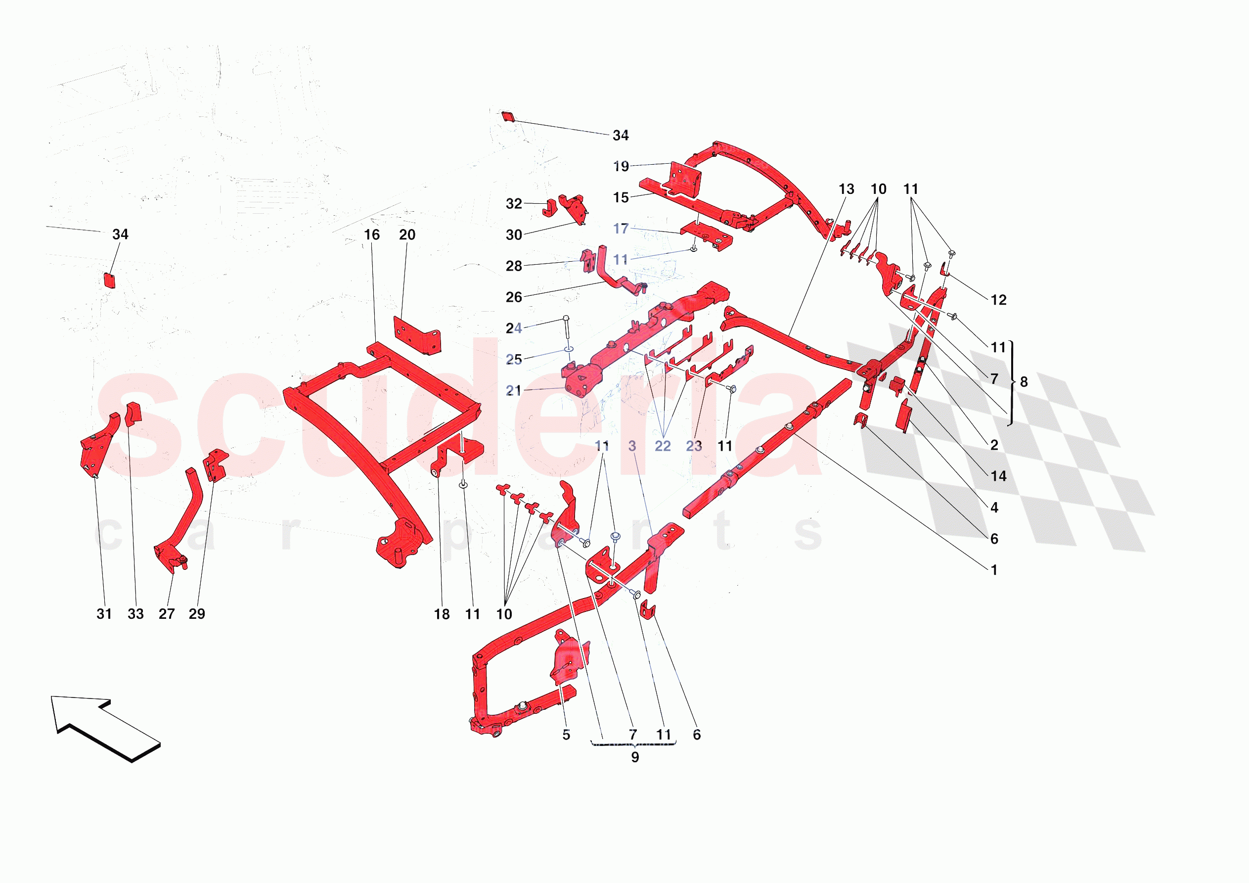 REAR SUBFRAME of Ferrari Ferrari 296 GTB Europe