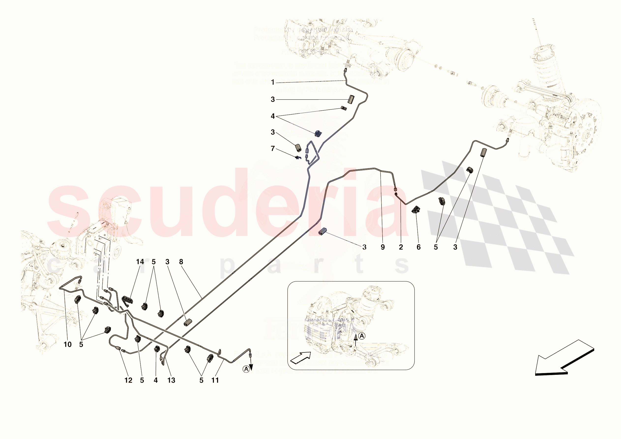 HYDRAULIC BRAKE CONTROL PIPES -APPLICABLE FOR RHD- of Ferrari Ferrari 296 GTB Europe RH
