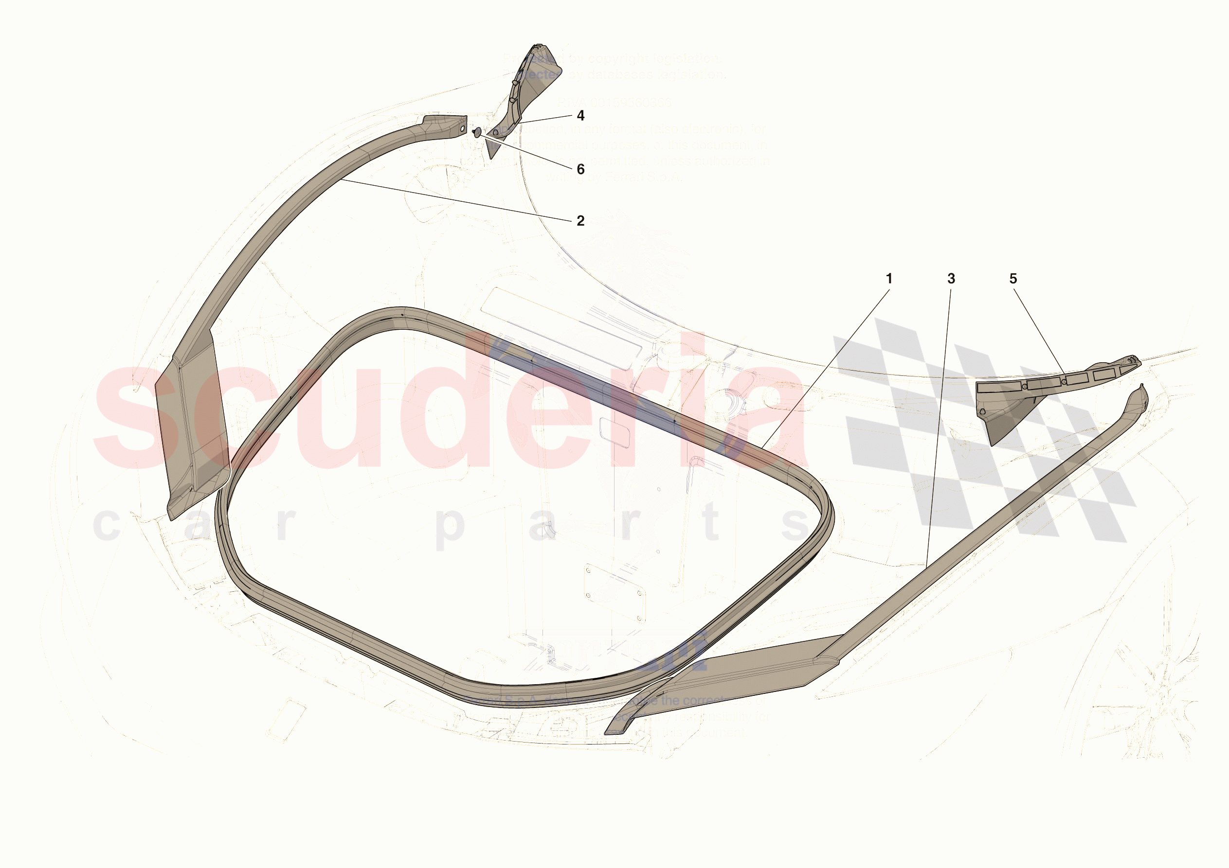 FRONT LID SEALS of Ferrari Ferrari 296 GTB Europe RH