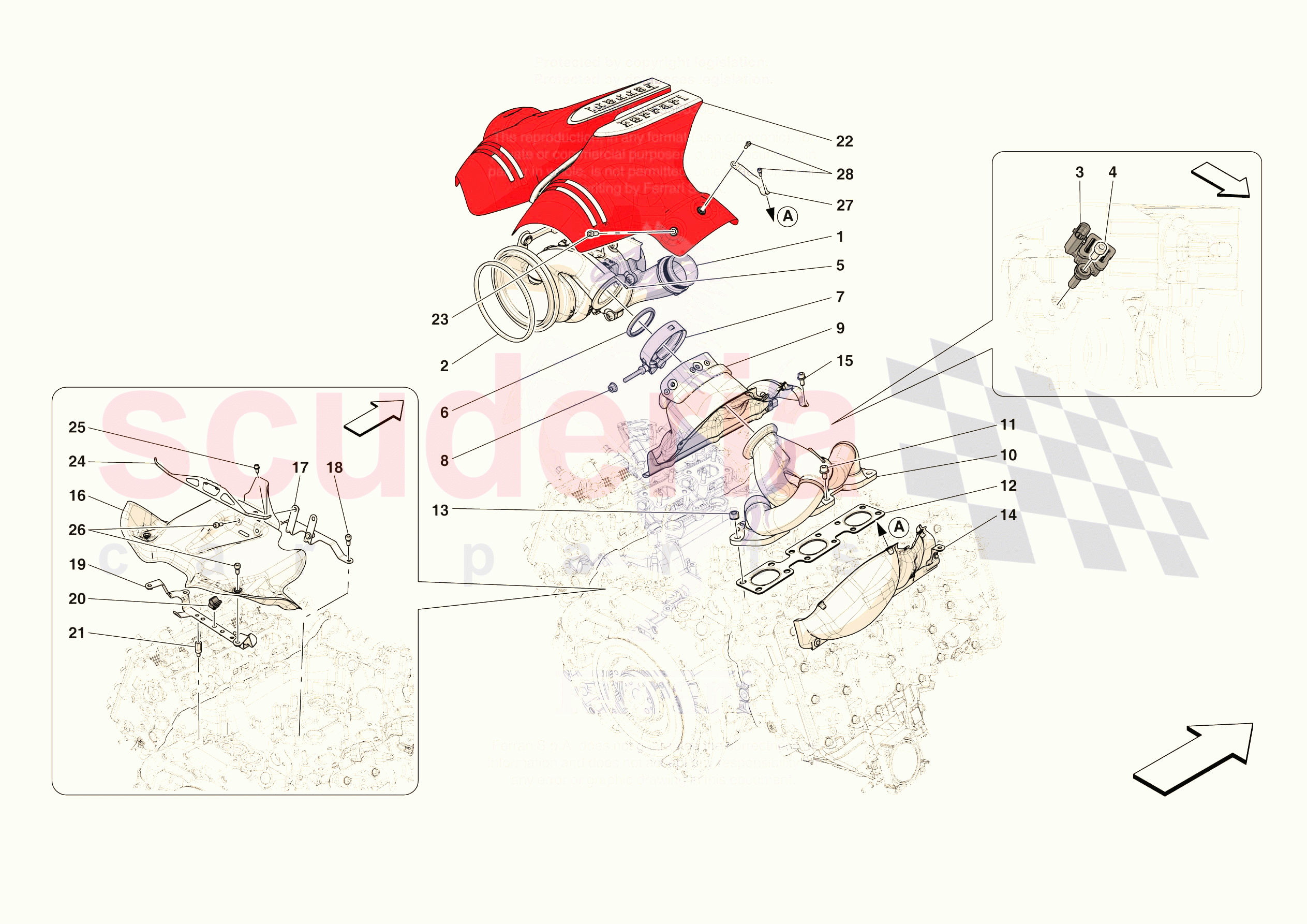 FORCED INDUCTION SYSTEM TURBOCHARGERS AND MOUNTS of Ferrari Ferrari 296 GTB USA