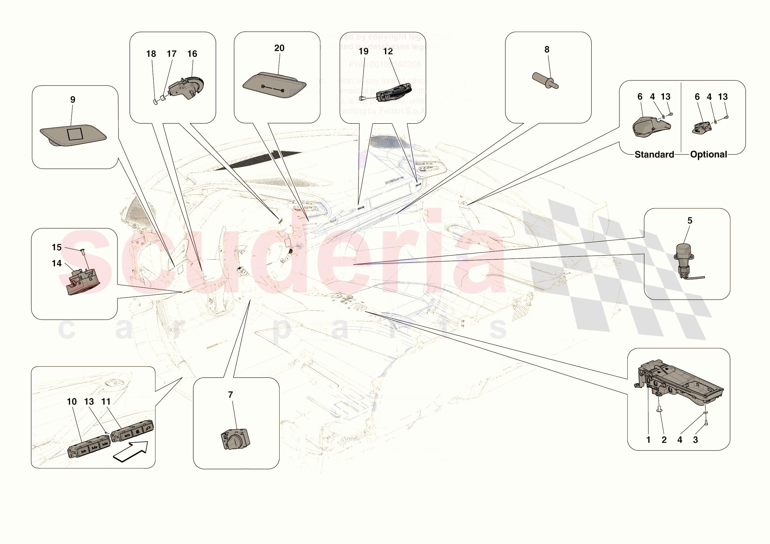 OTHER ELECTRICAL CONTROLS of Ferrari Ferrari 296 GTB USA