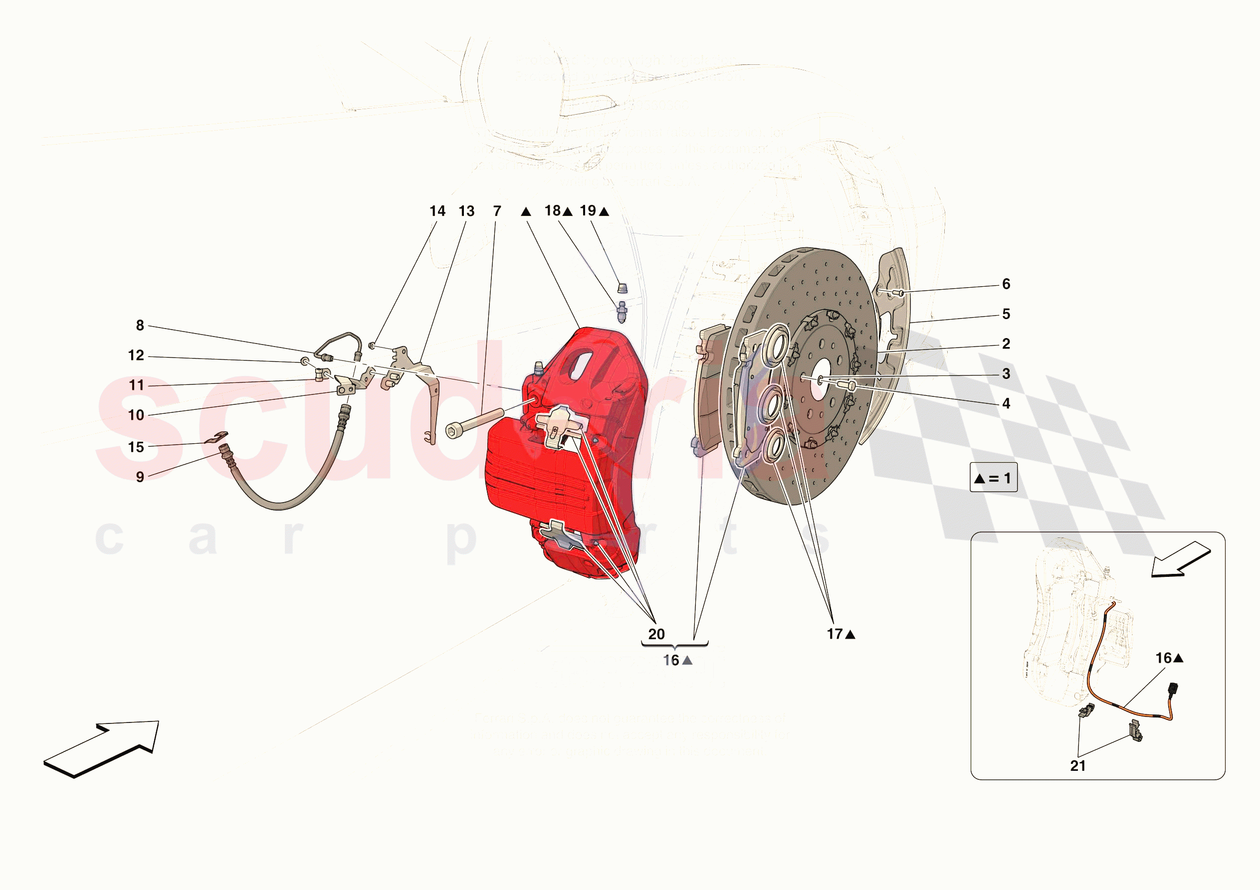 FRONT SUSPENSION - CALLIPERS AND DISCS of Ferrari Ferrari 296 GTS Europe