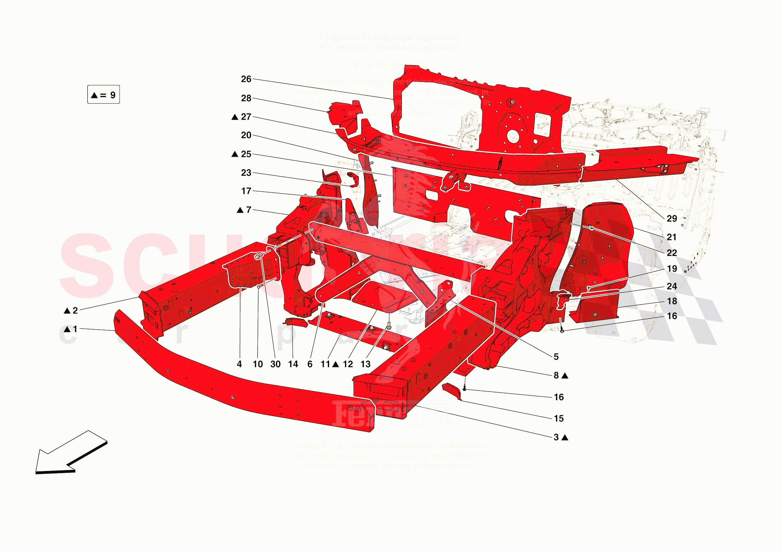 STRUCTURES AND ELEMENTS, FRONT OF VEHICLE of Ferrari Ferrari 296 GTS Europe RH