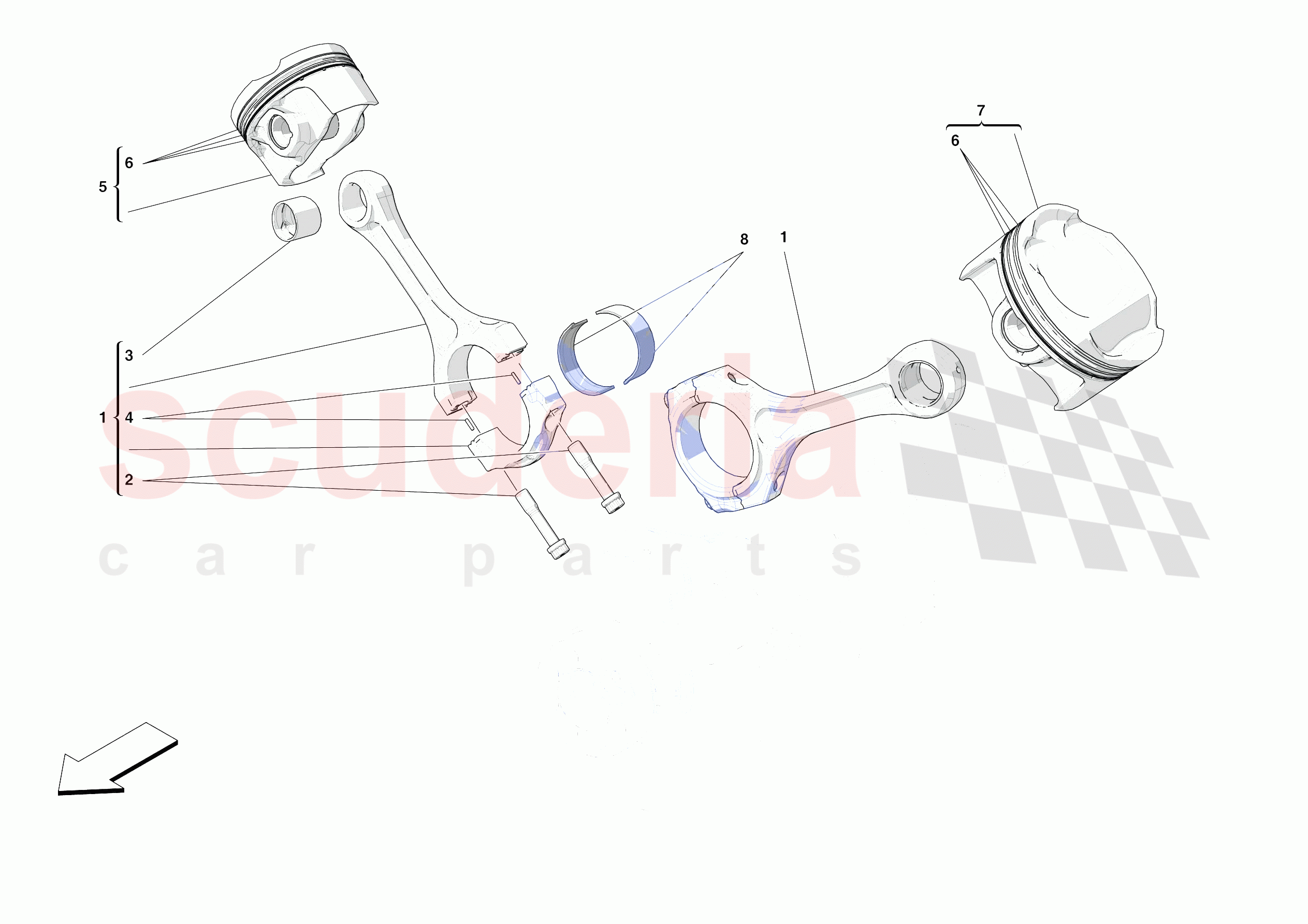 PISTONS AND CONNECTING RODS of Ferrari Ferrari 488 Pista Europe
