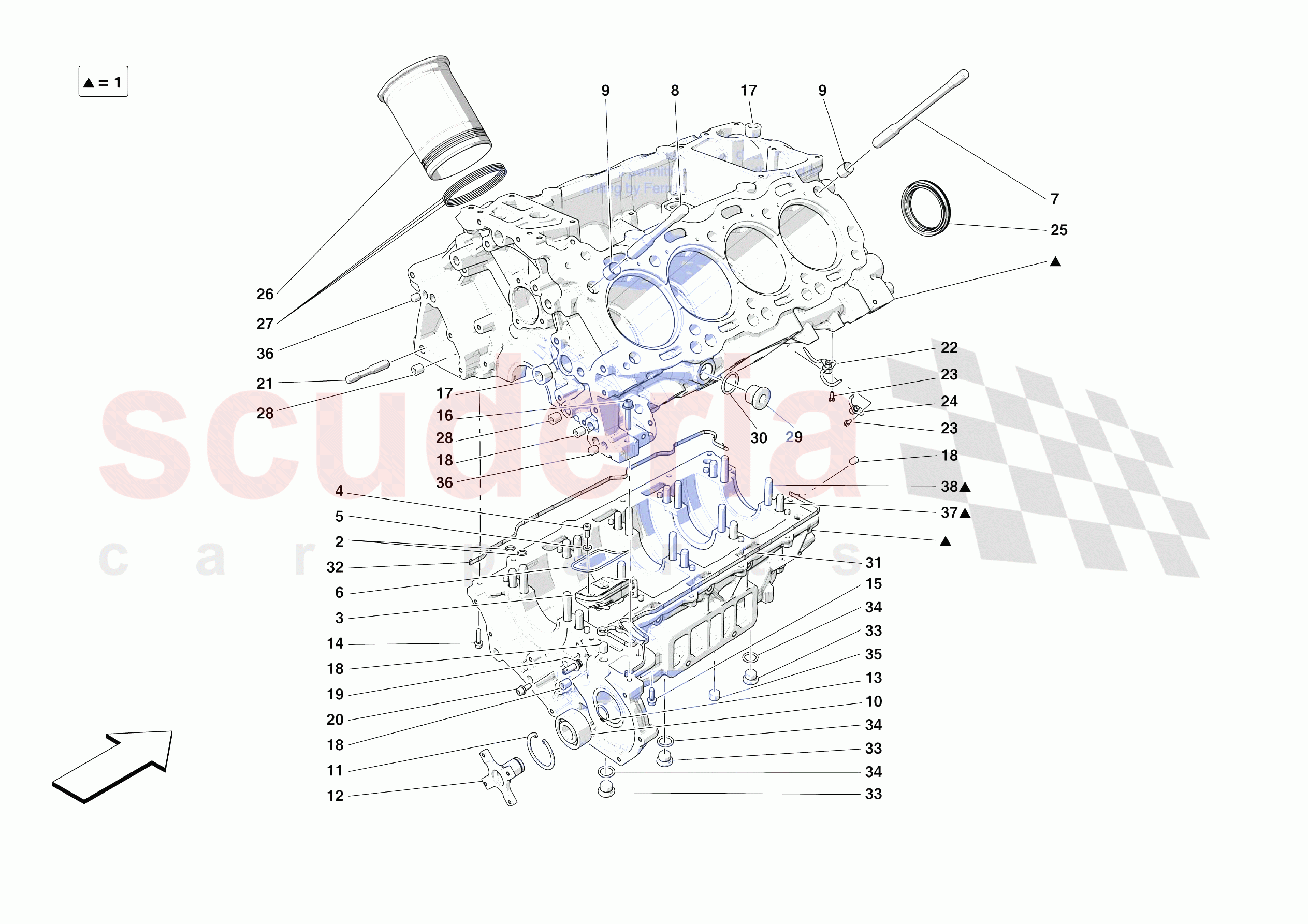 CRANKCASE of Ferrari Ferrari 488 Pista Europe RH