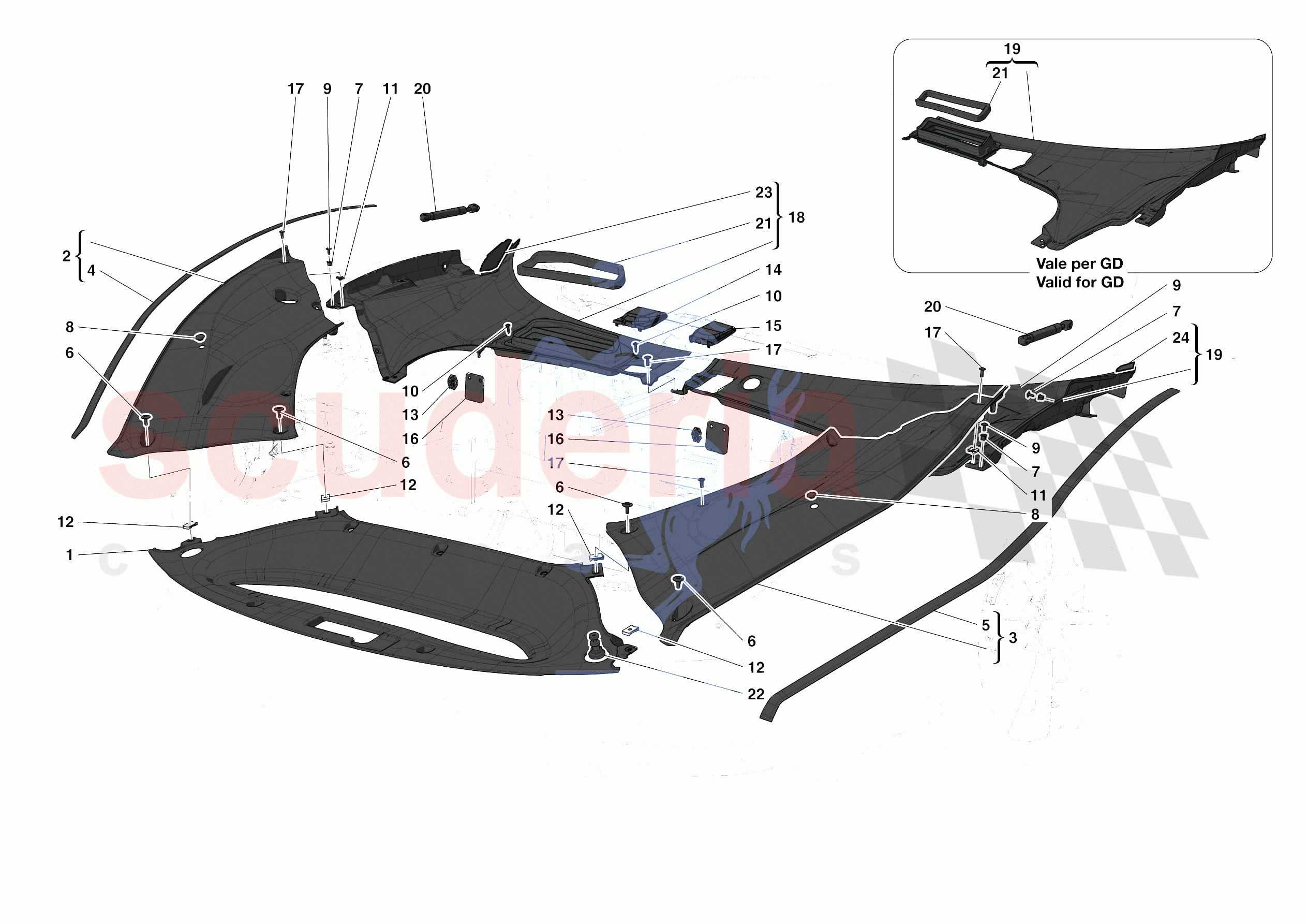 FRONT SUBSTRUCTURE TRIM of Ferrari Ferrari 488 Pista Europe RH