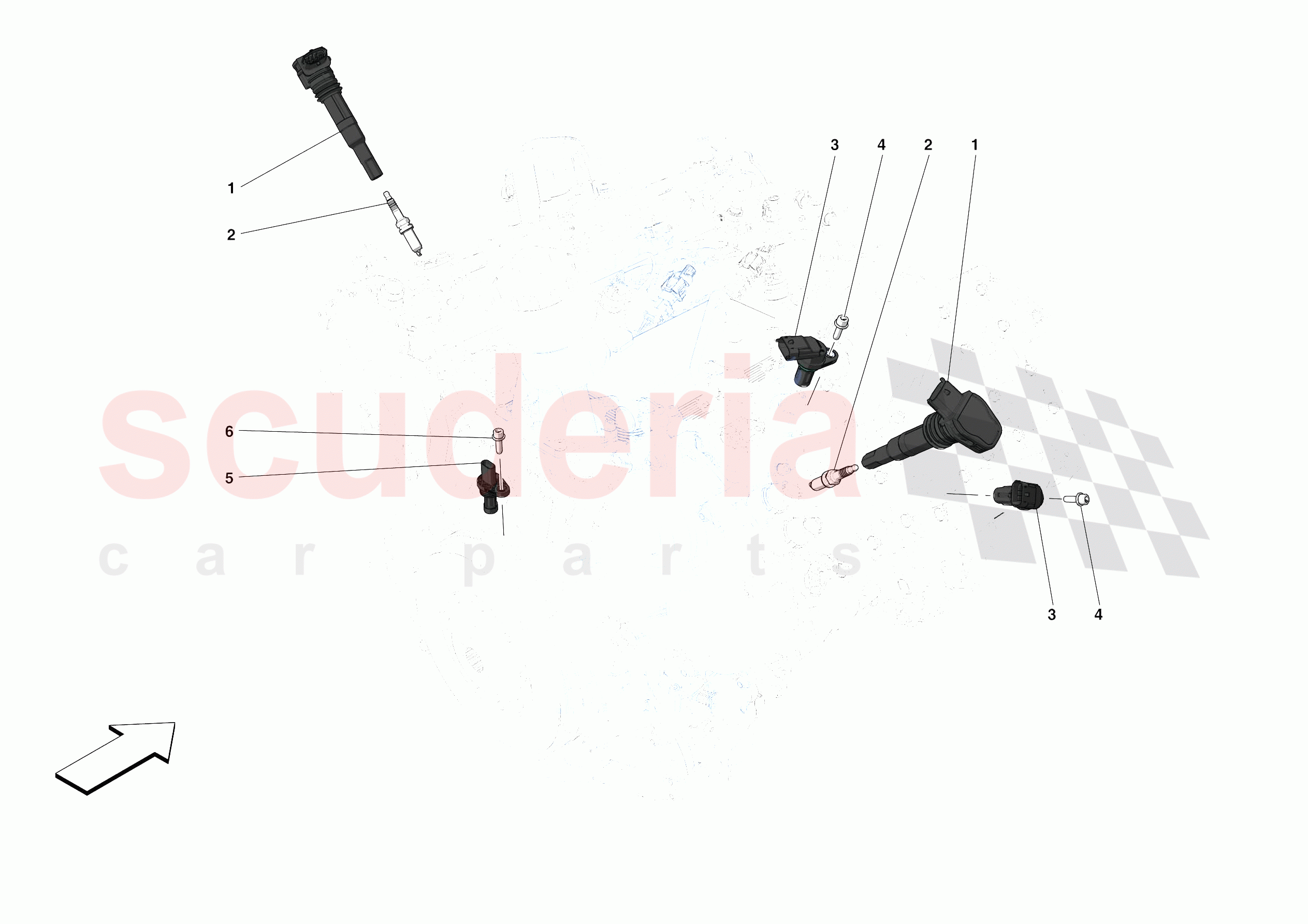 IGNITION COIL, SPARK PLUGS AND SENSORS of Ferrari Ferrari 488 Pista Spider Europe
