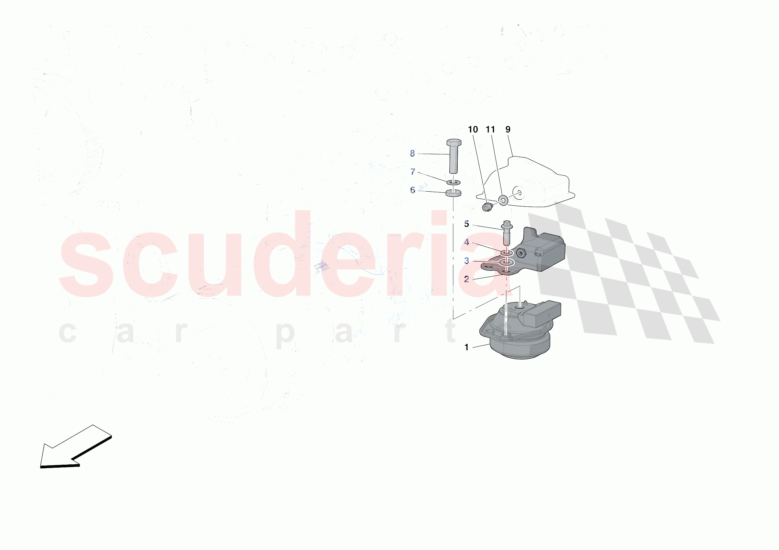 ENGINE SUSPENSION BUSH of Ferrari Ferrari 488 Pista Spider Europe RH