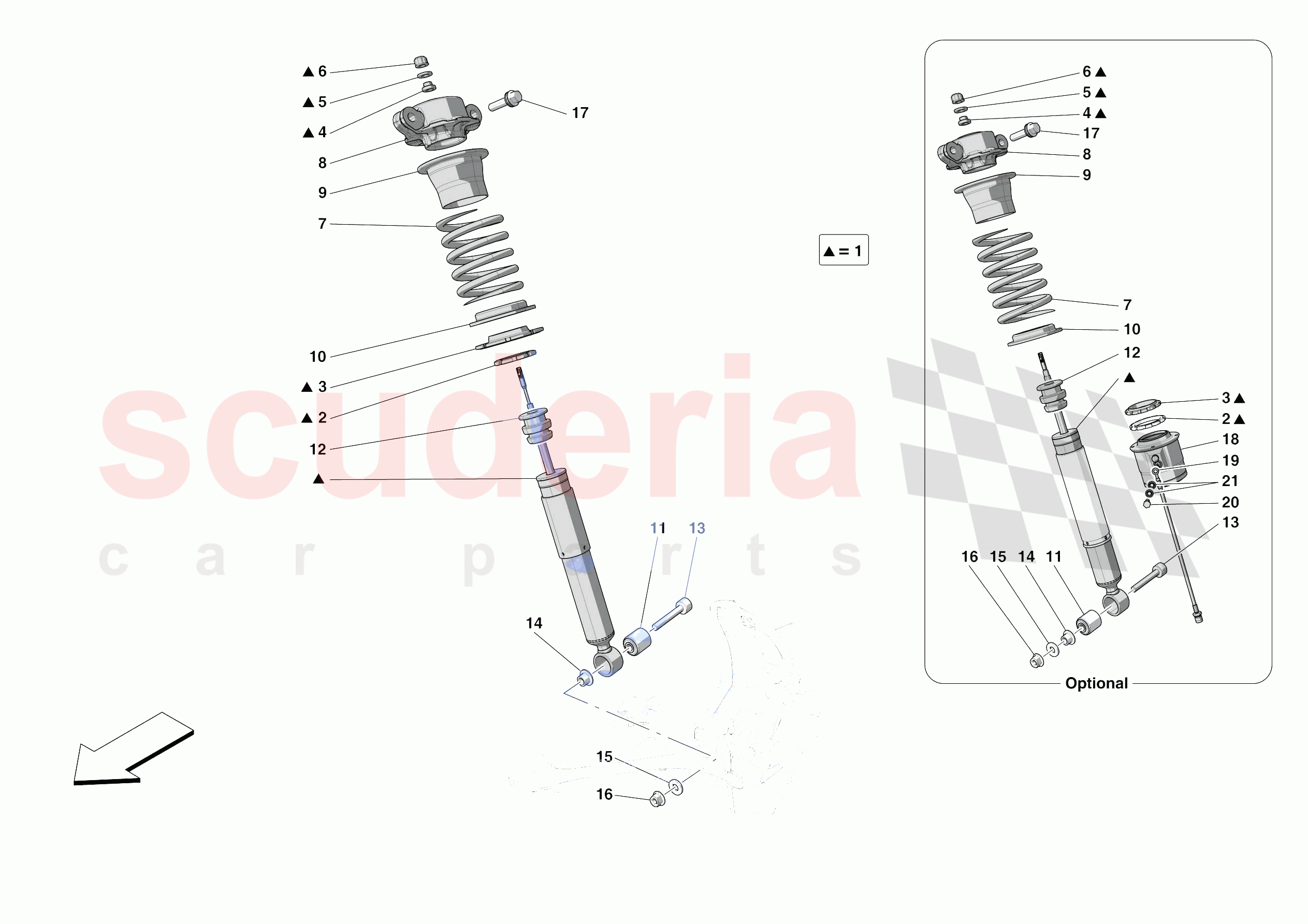 FRONT SUSPENSION - SHOCK ABSORBERS of Ferrari Ferrari 488 Pista Spider Europe RH