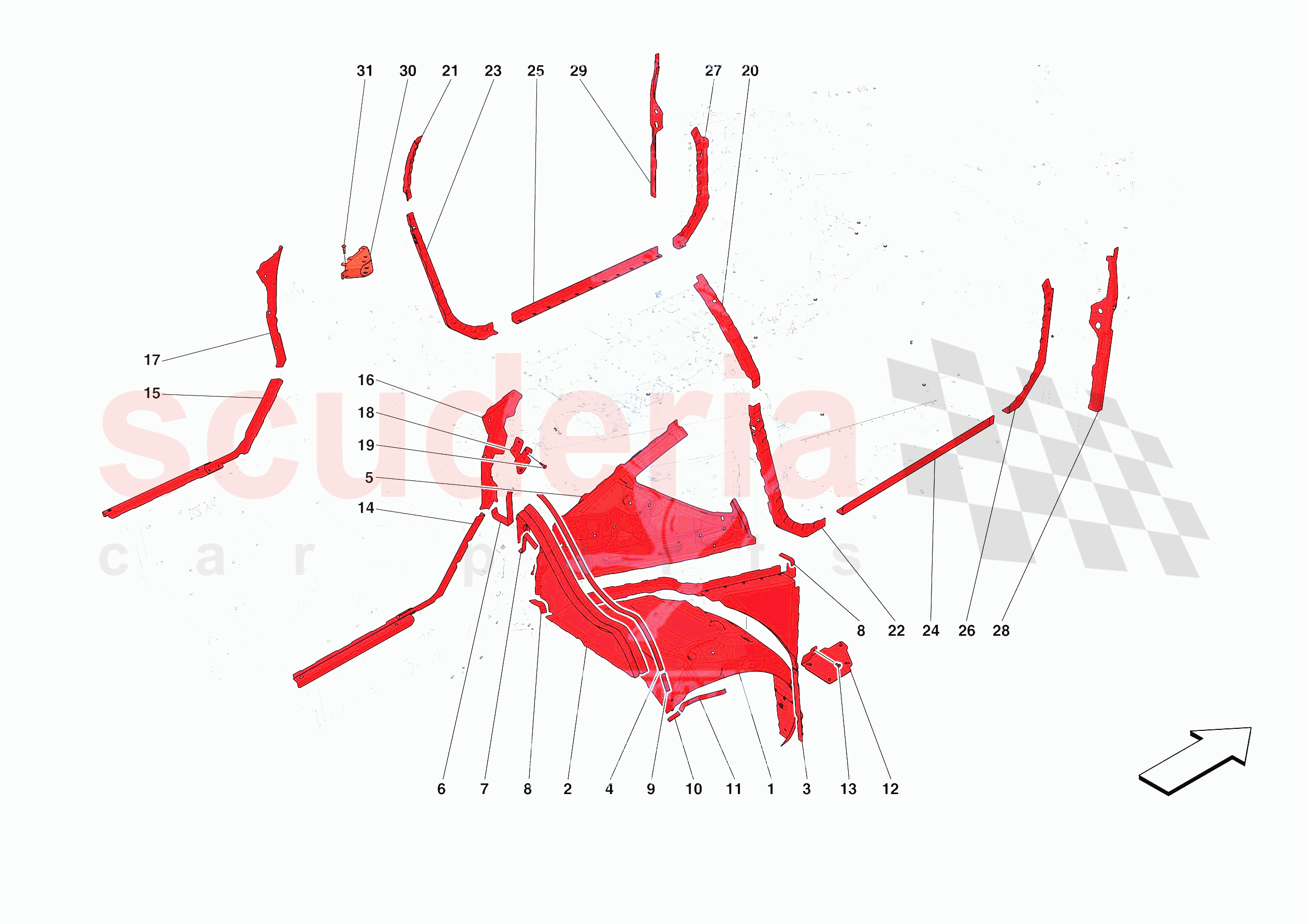 LATERAL SUBSTRUCTURE of Ferrari Ferrari 812 Competizione Europe RH