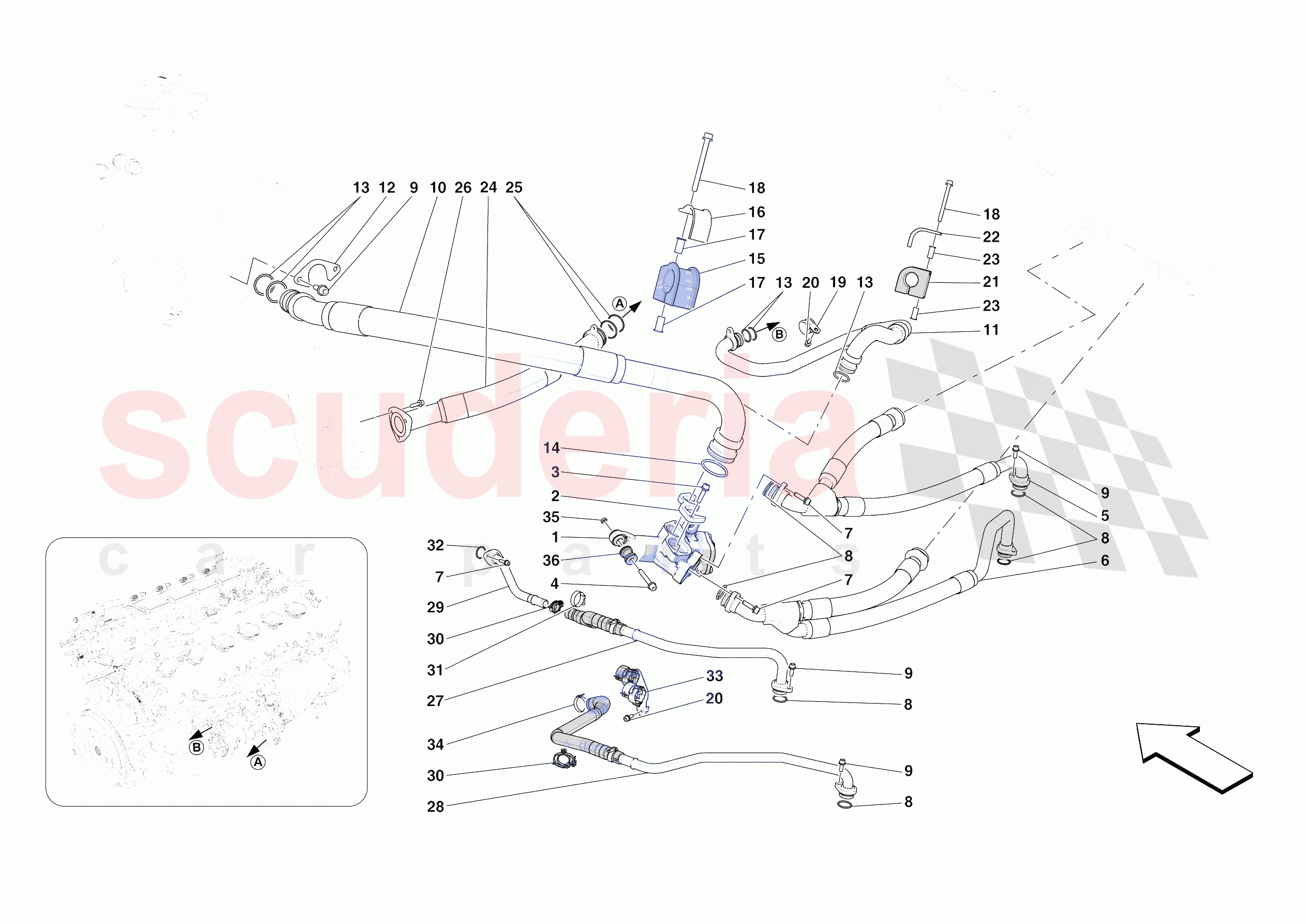 OIL PIPES AND ENGINE OIL LEVEL SENSOR of Ferrari Ferrari Daytona SP3 USA