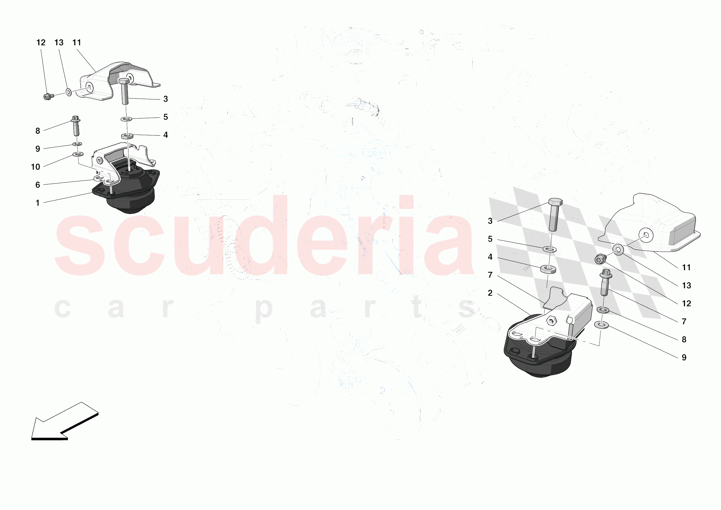 ENGINE SUSPENSION BUSH of Ferrari Ferrari F8 Spider Europe RH