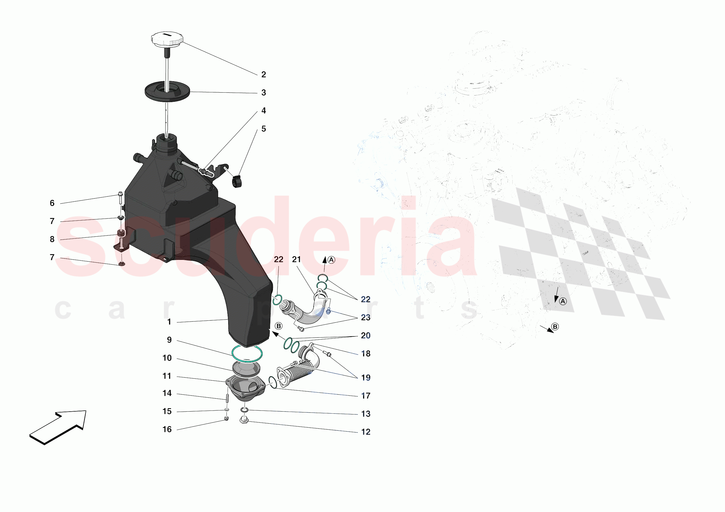 ENGINE OIL RADIATOR AND TANK of Ferrari Ferrari F8 Spider Europe RH