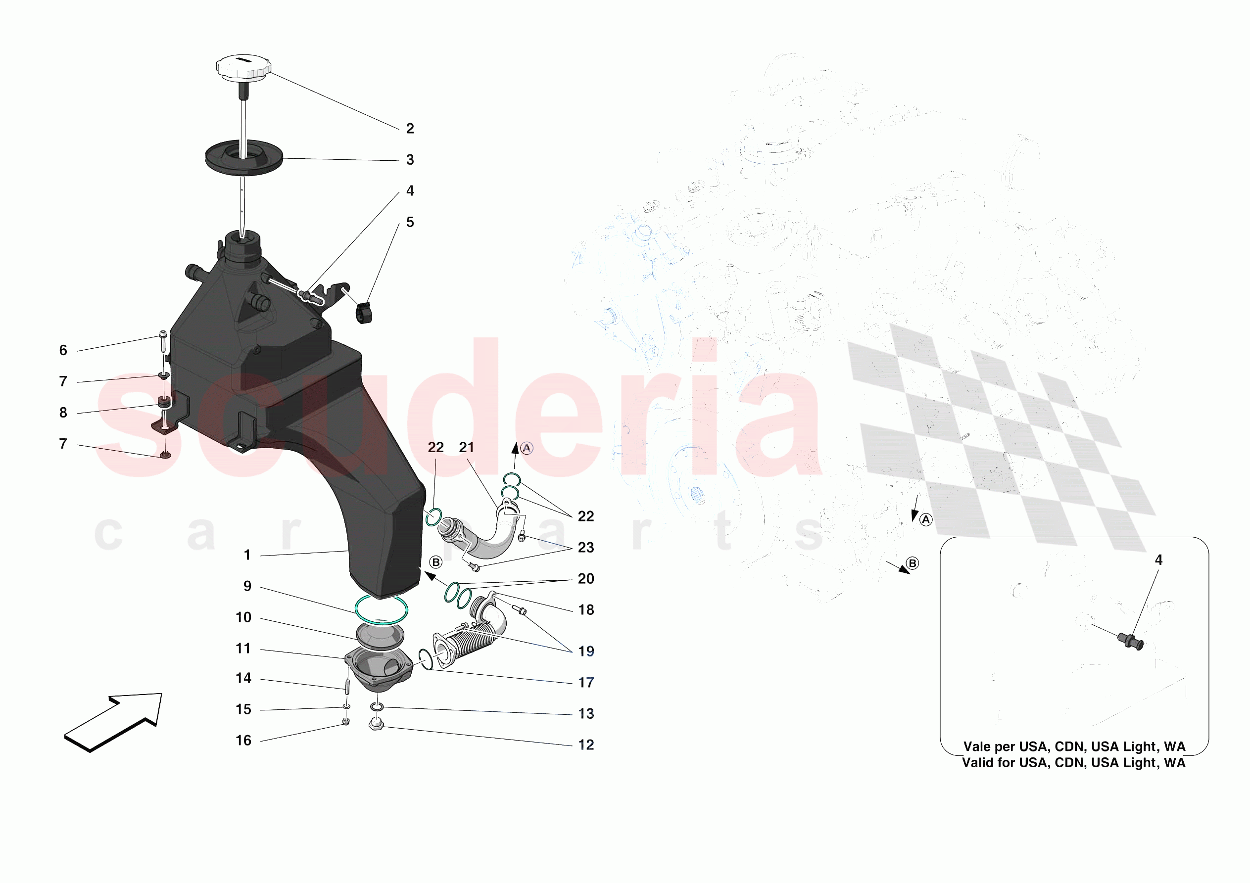 Engine Oil Radiator And Tank parts for Ferrari F8 Tributo Europe 
