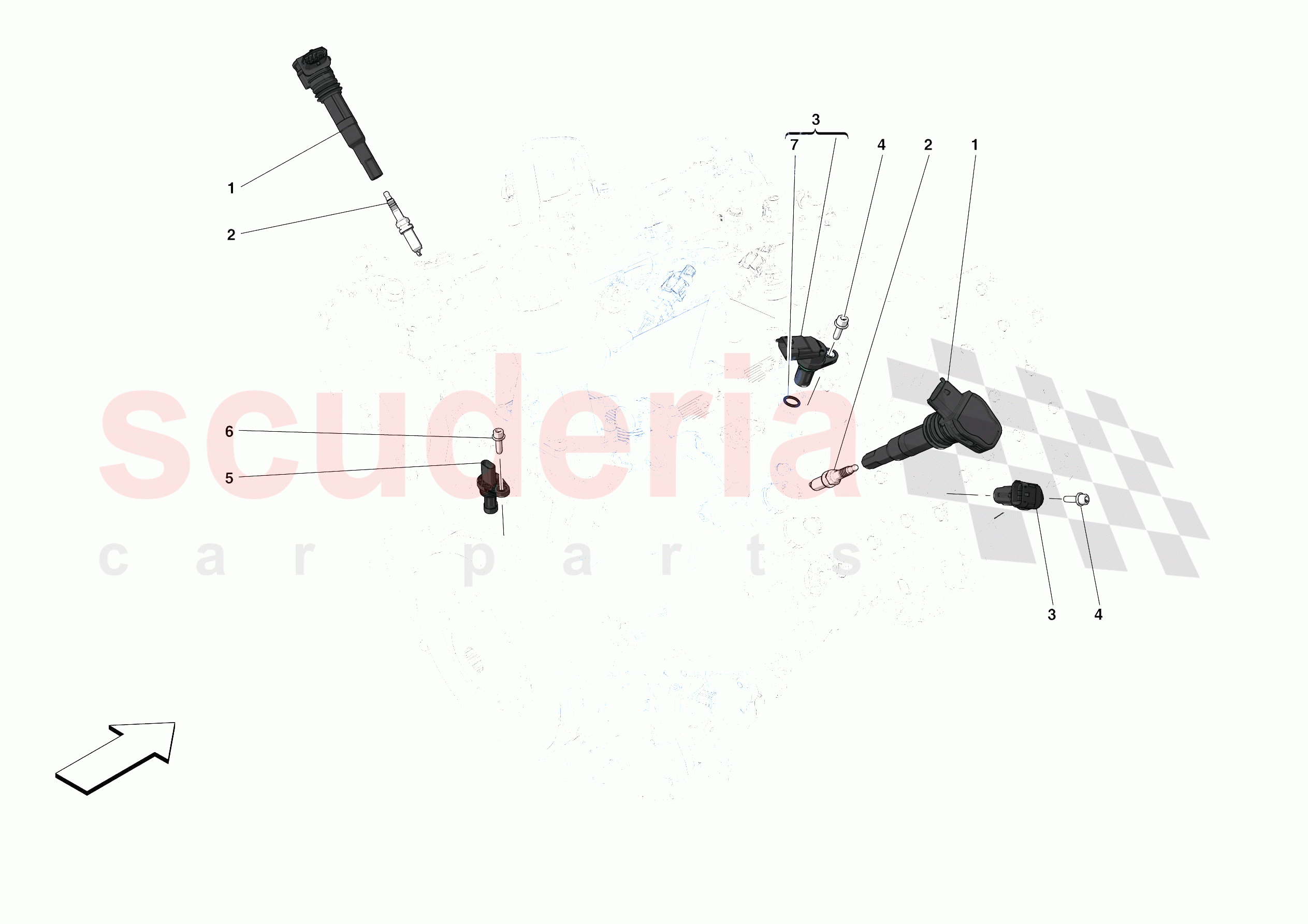 IGNITION COIL, SPARK PLUGS AND SENSORS of Ferrari Ferrari F8 Tributo Europe RH