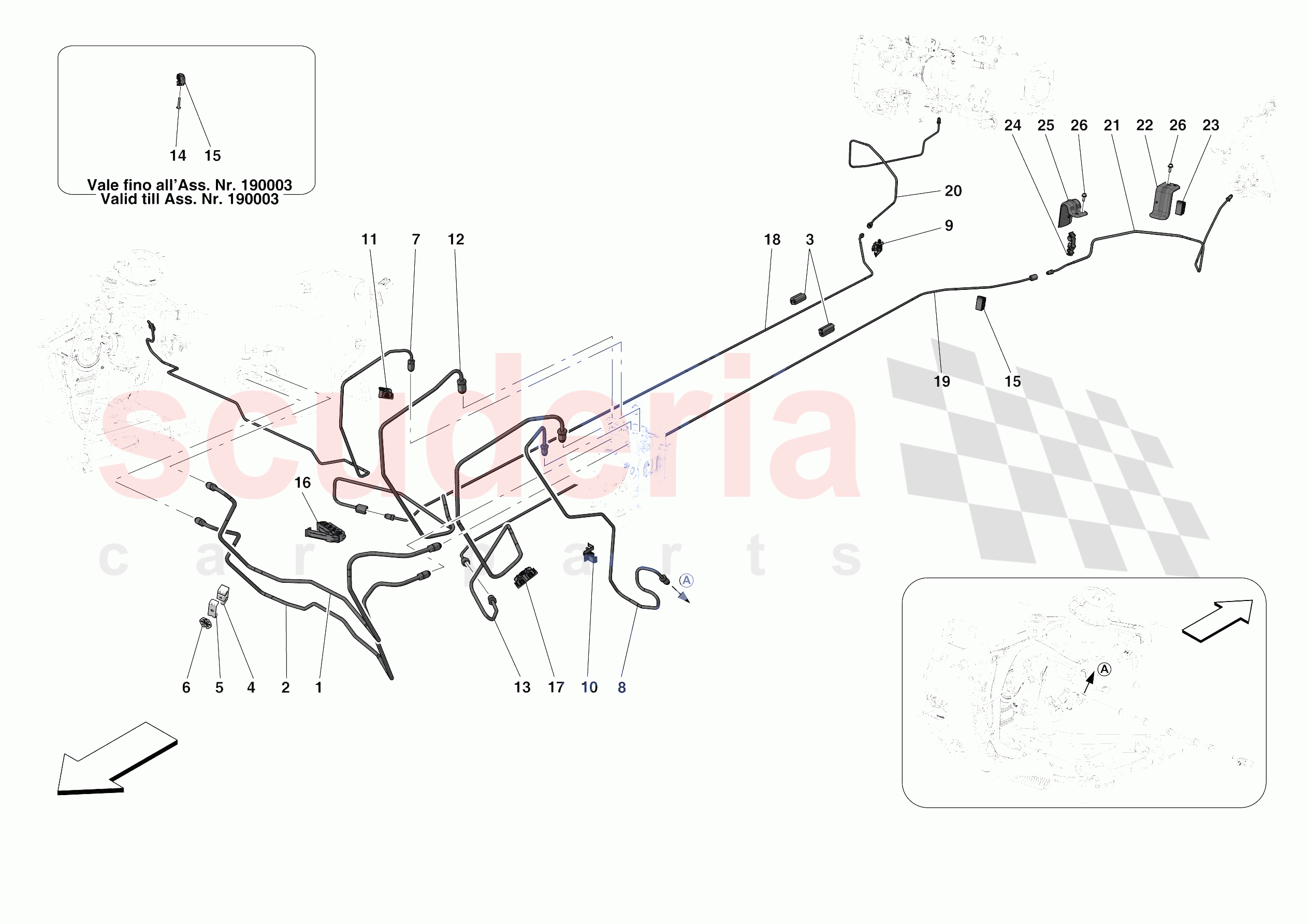 HYDRAULIC BRAKE CONTROL PIPES -APPLICABLE FOR RHD- of Ferrari Ferrari F8 Tributo Europe RH