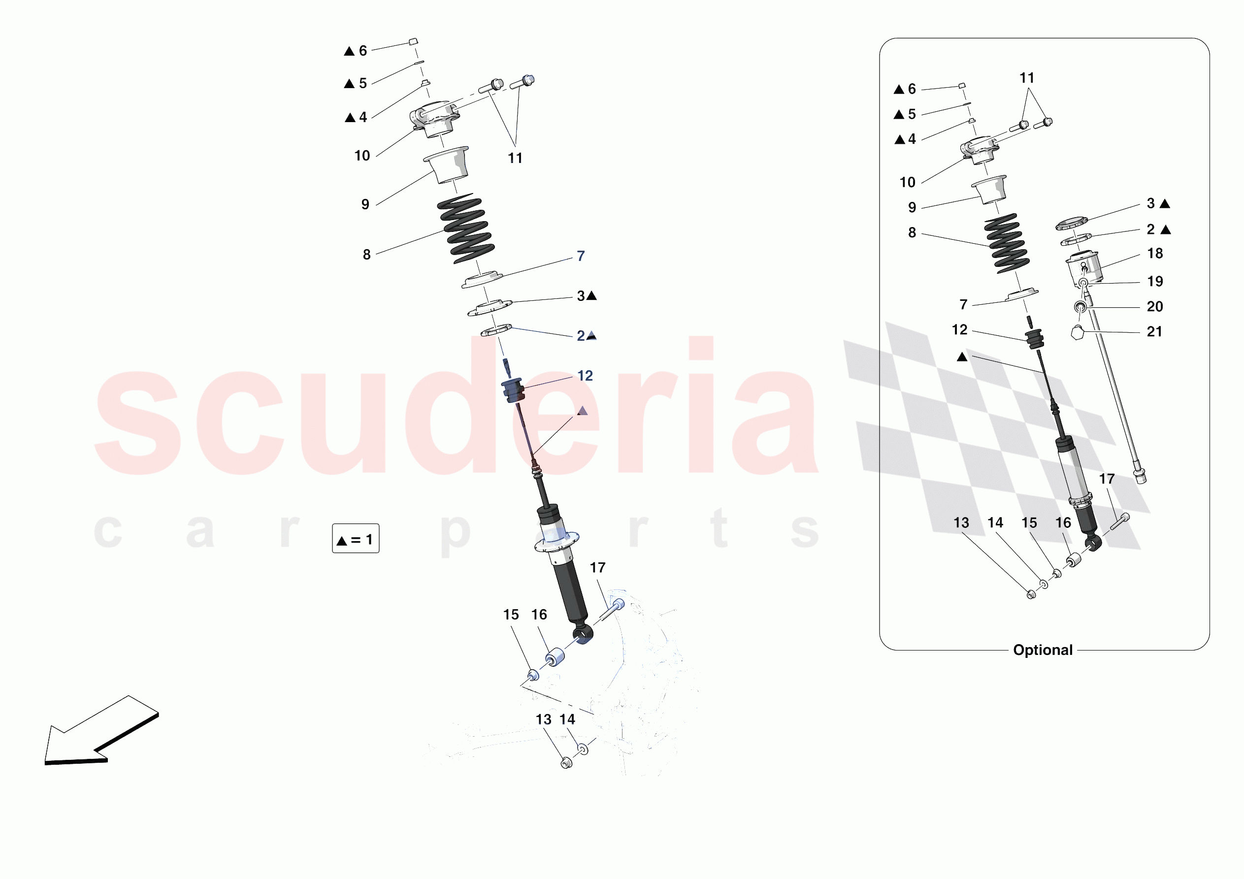 FRONT SUSPENSION - SHOCK ABSORBERS of Ferrari Ferrari F8 Tributo Europe RH