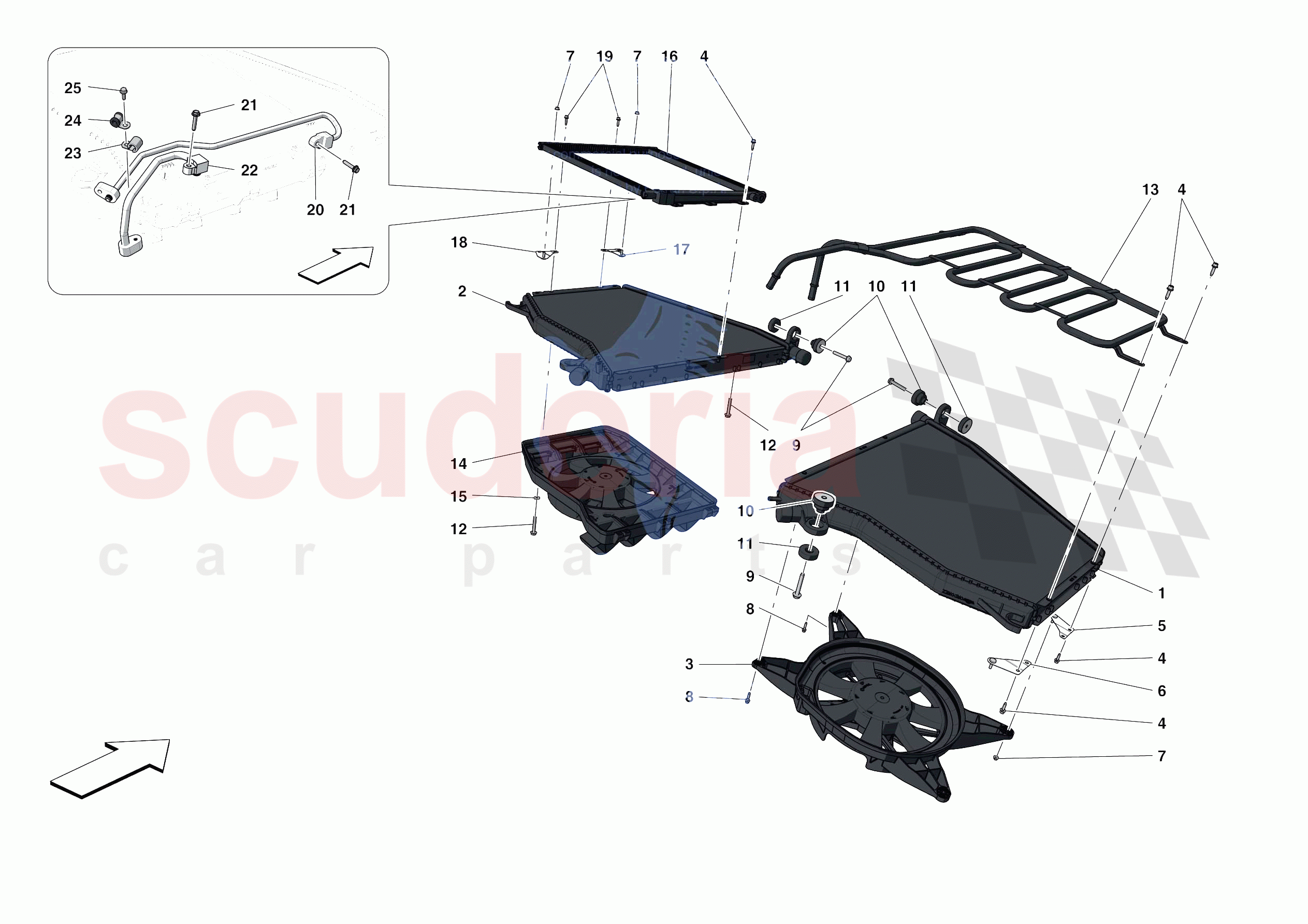 ENGINE COOLING SYSTEM RADIATORS of Ferrari Ferrari F8 Tributo USA