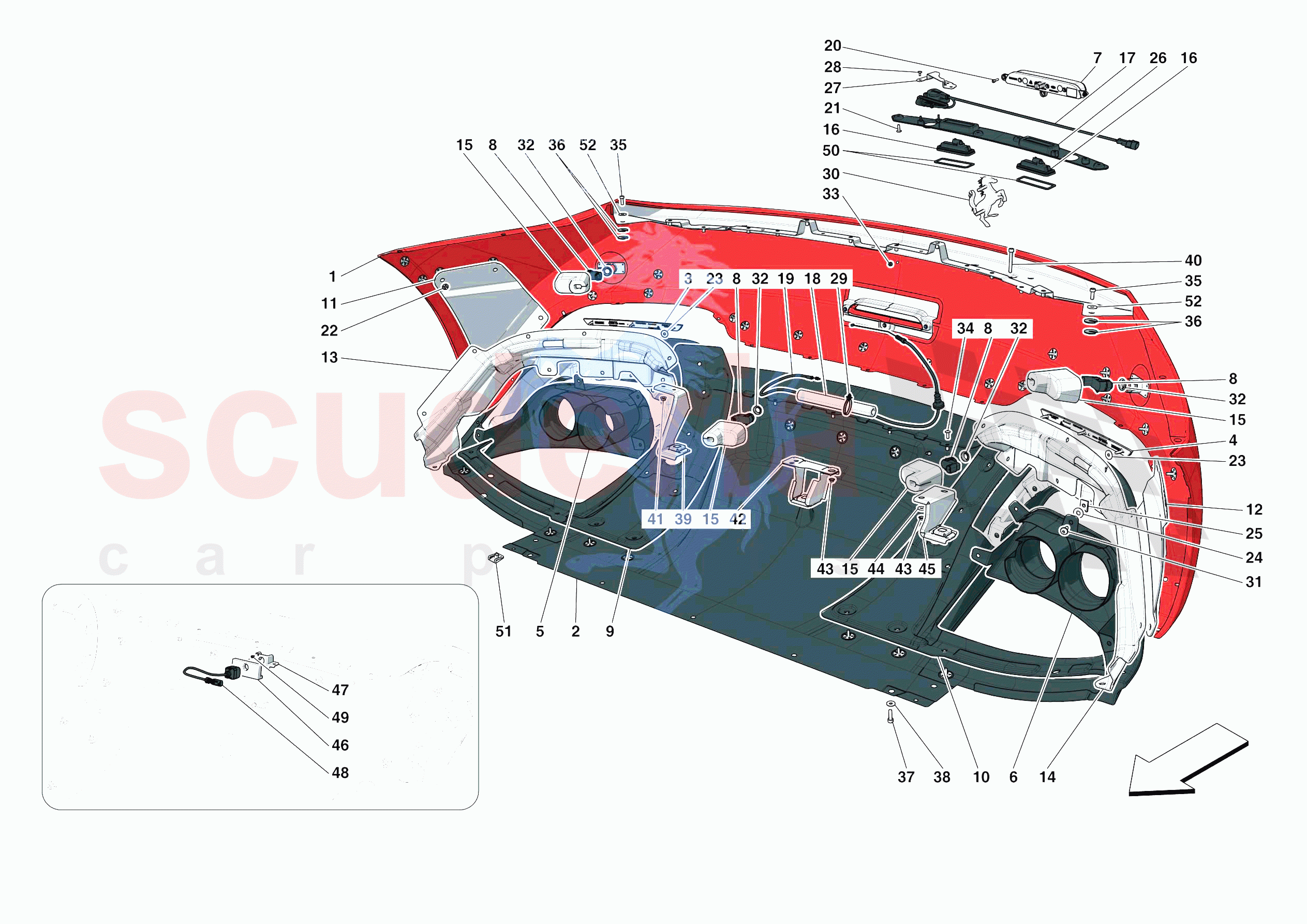 Ferrari Monza SPA1 Europe STOSSSTANGE HINTEN teile | Scuderia Car 