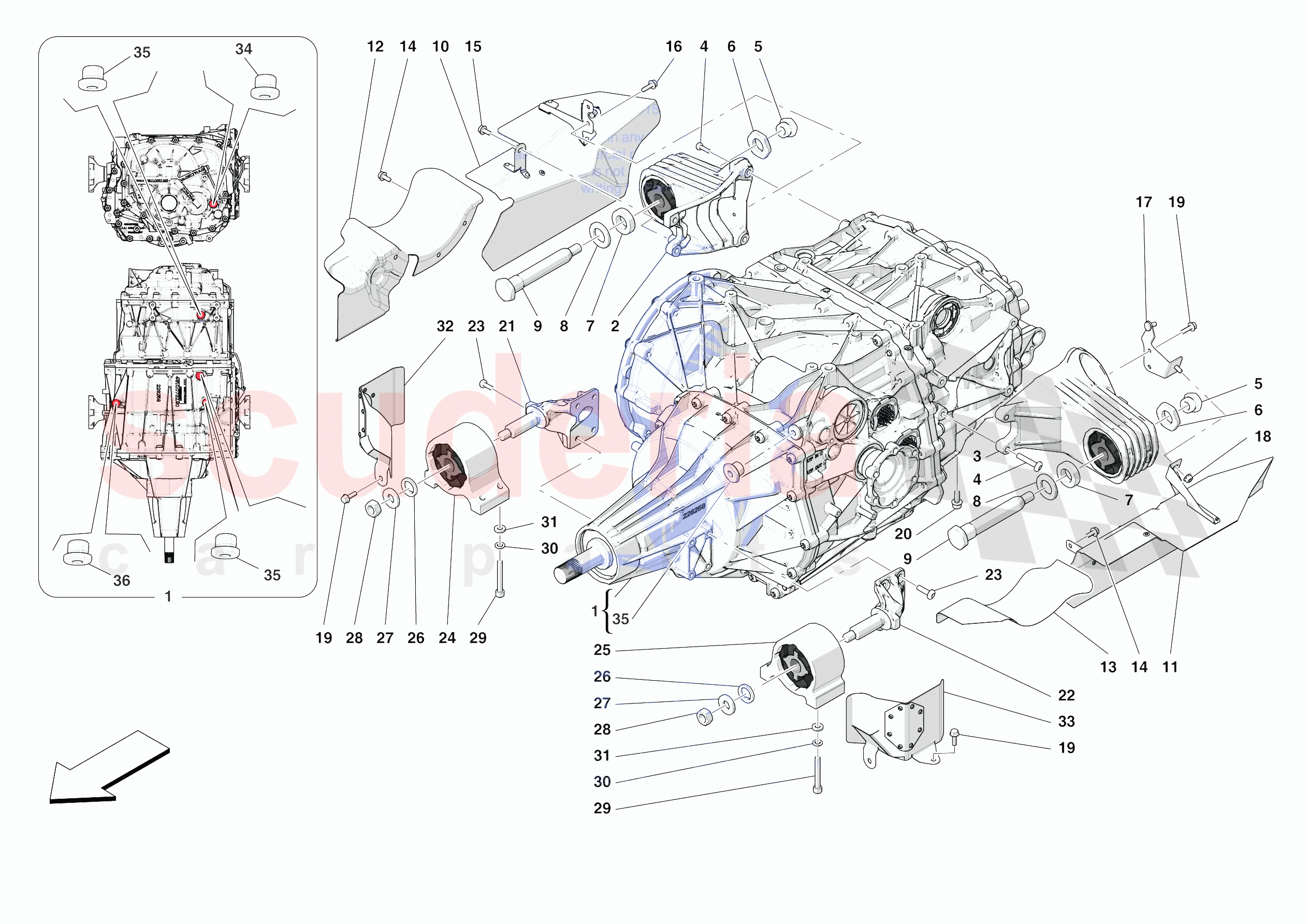 GEARBOX AND FASTENERS of Ferrari Ferrari Monza SPA2 Europe