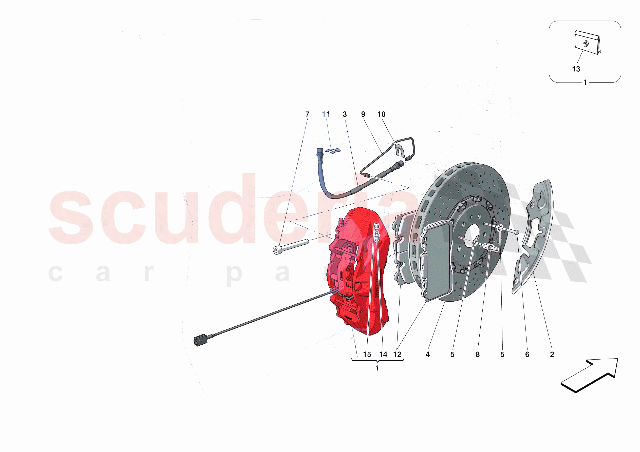 FRONT SUSPENSION - CALLIPERS AND DISCS of Ferrari Ferrari Portofino Europe RH