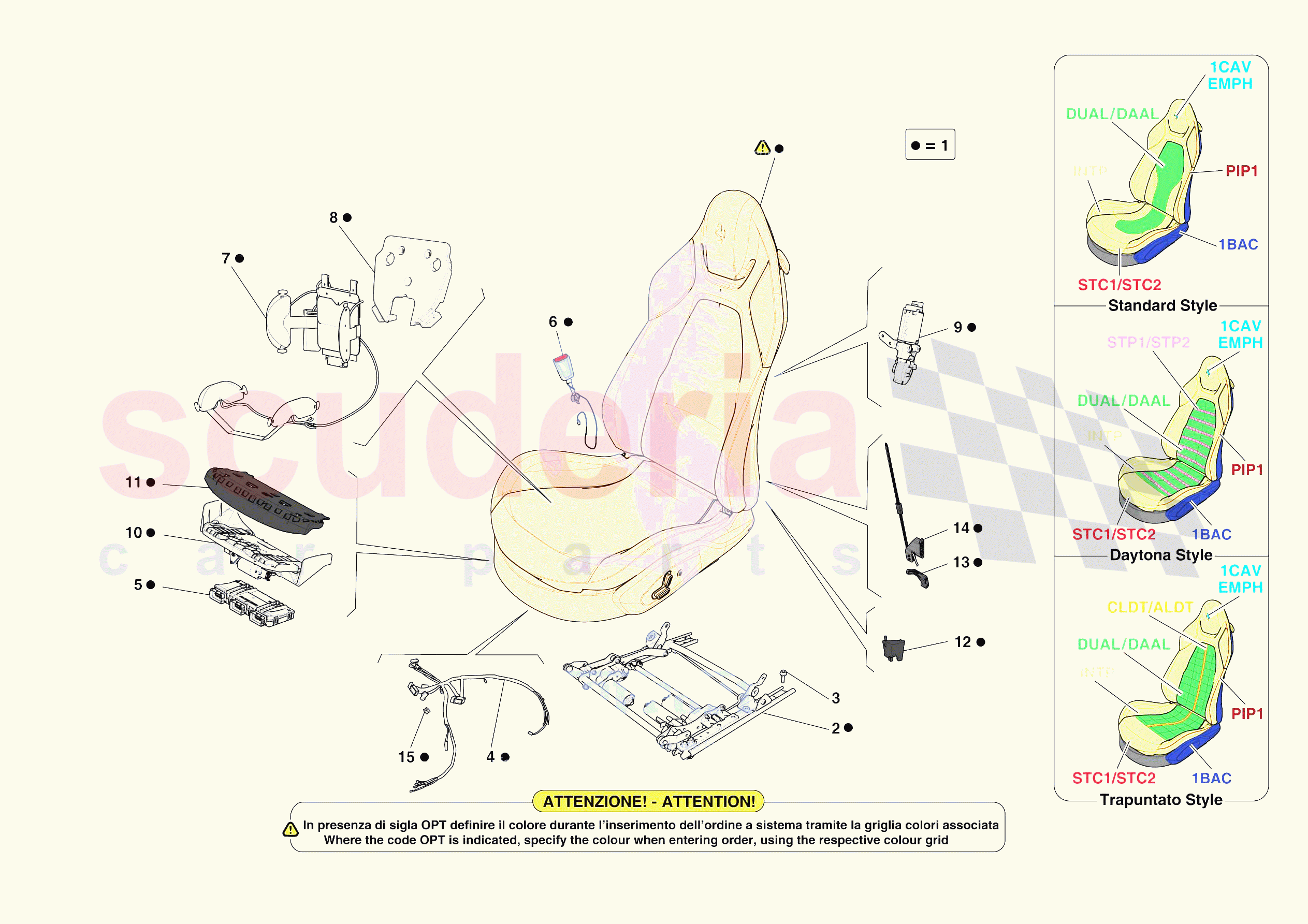 FRONT SEATS - SEATS AND GUIDE RAILS of Ferrari Ferrari Portofino Europe RH