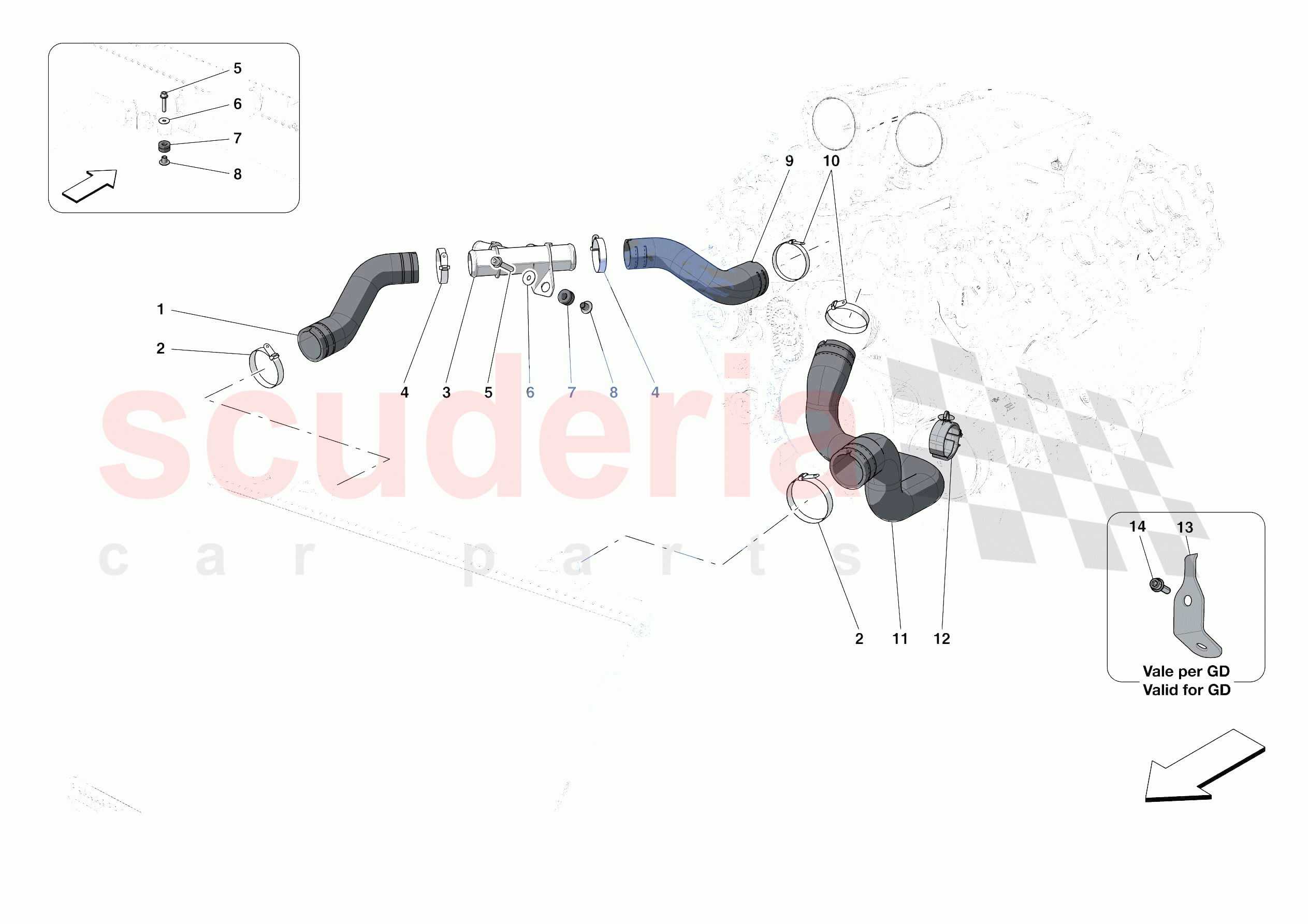 COOLING SYSTEM PIPES of Ferrari Ferrari Portofino M Europe RH