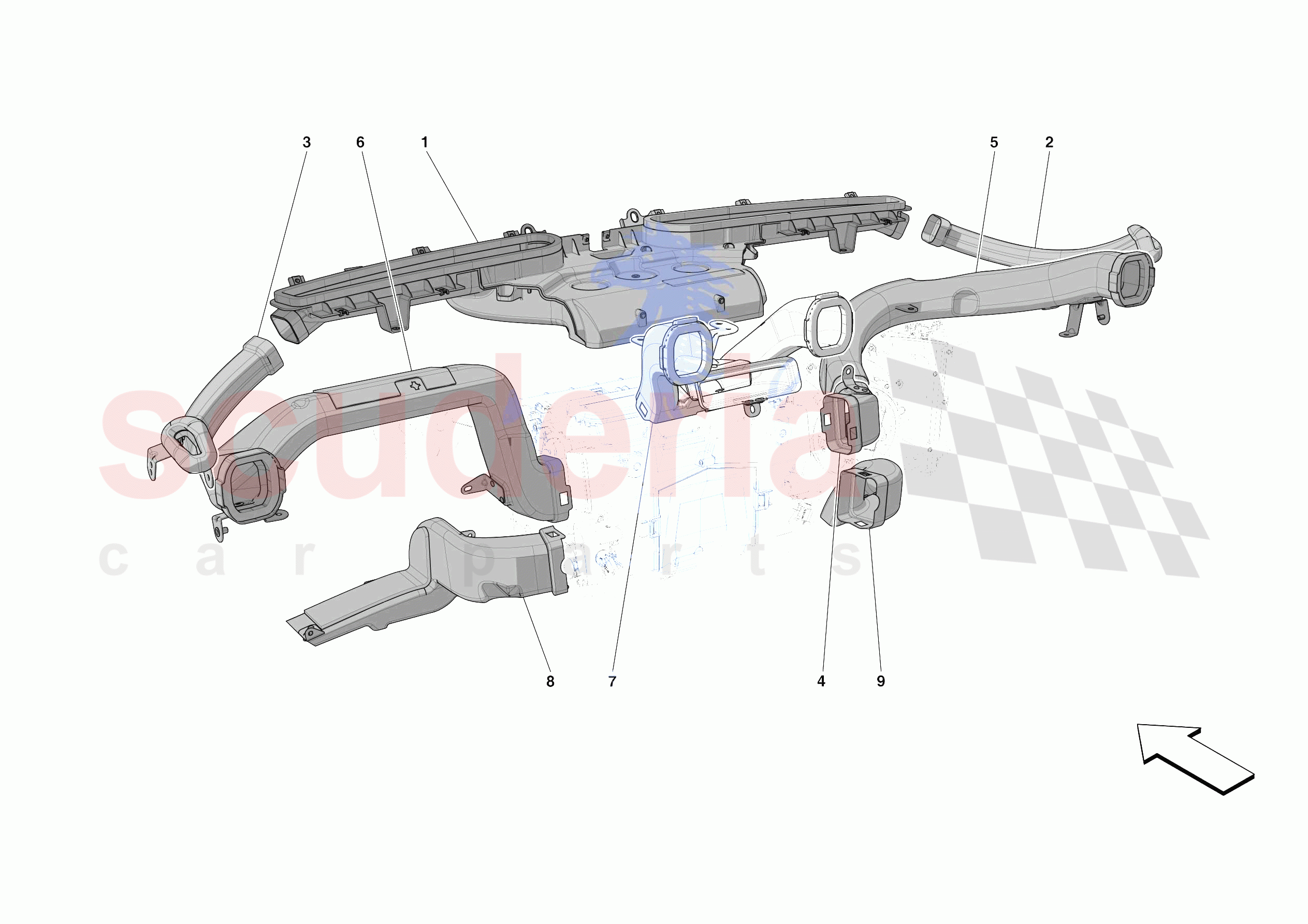 DASHBOARD - DUCTS -NOT FOR RHD- of Ferrari Ferrari Portofino M Europe RH