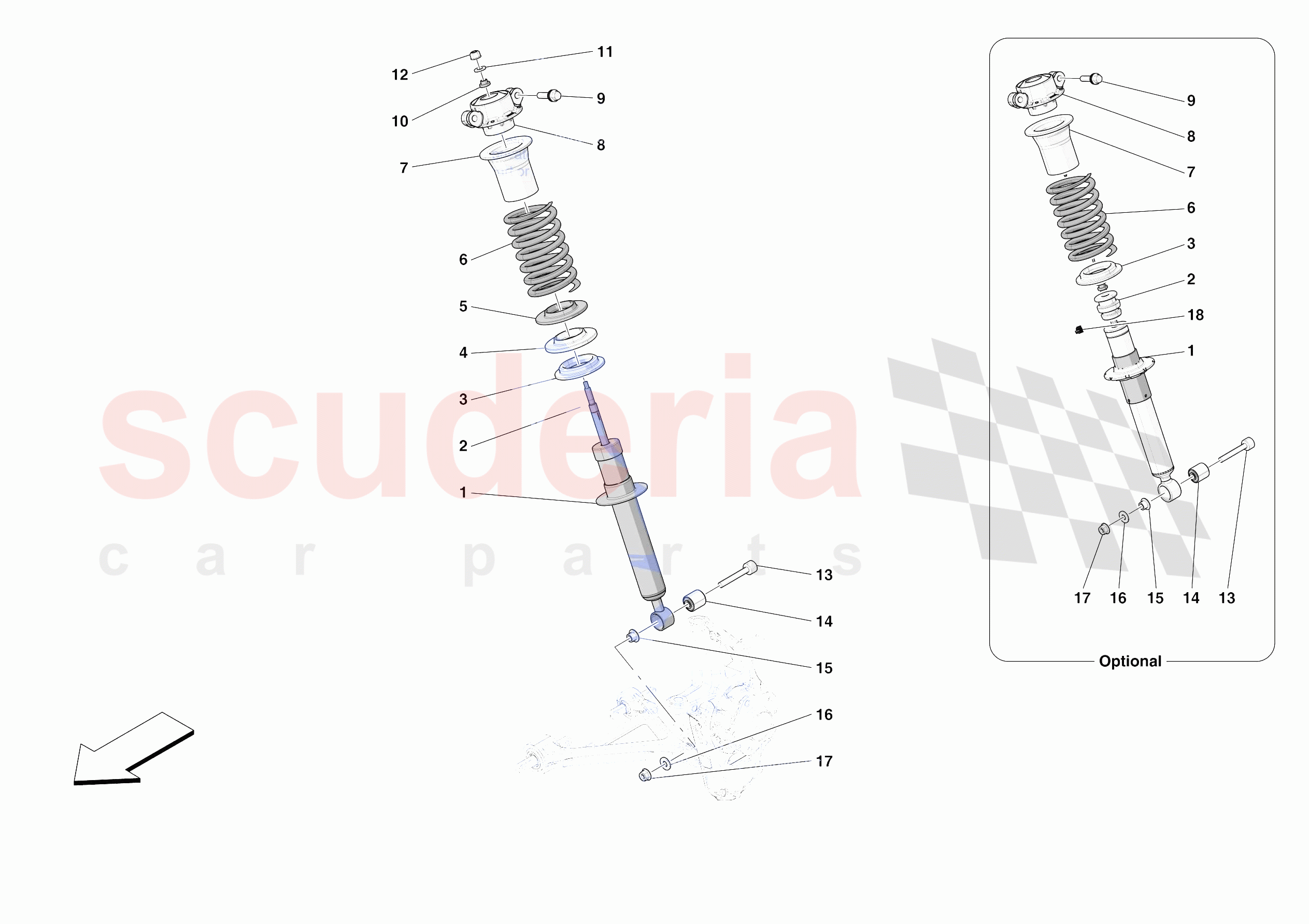 FRONT SUSPENSION - SHOCK ABSORBERS of Ferrari Ferrari Roma Spider USA
