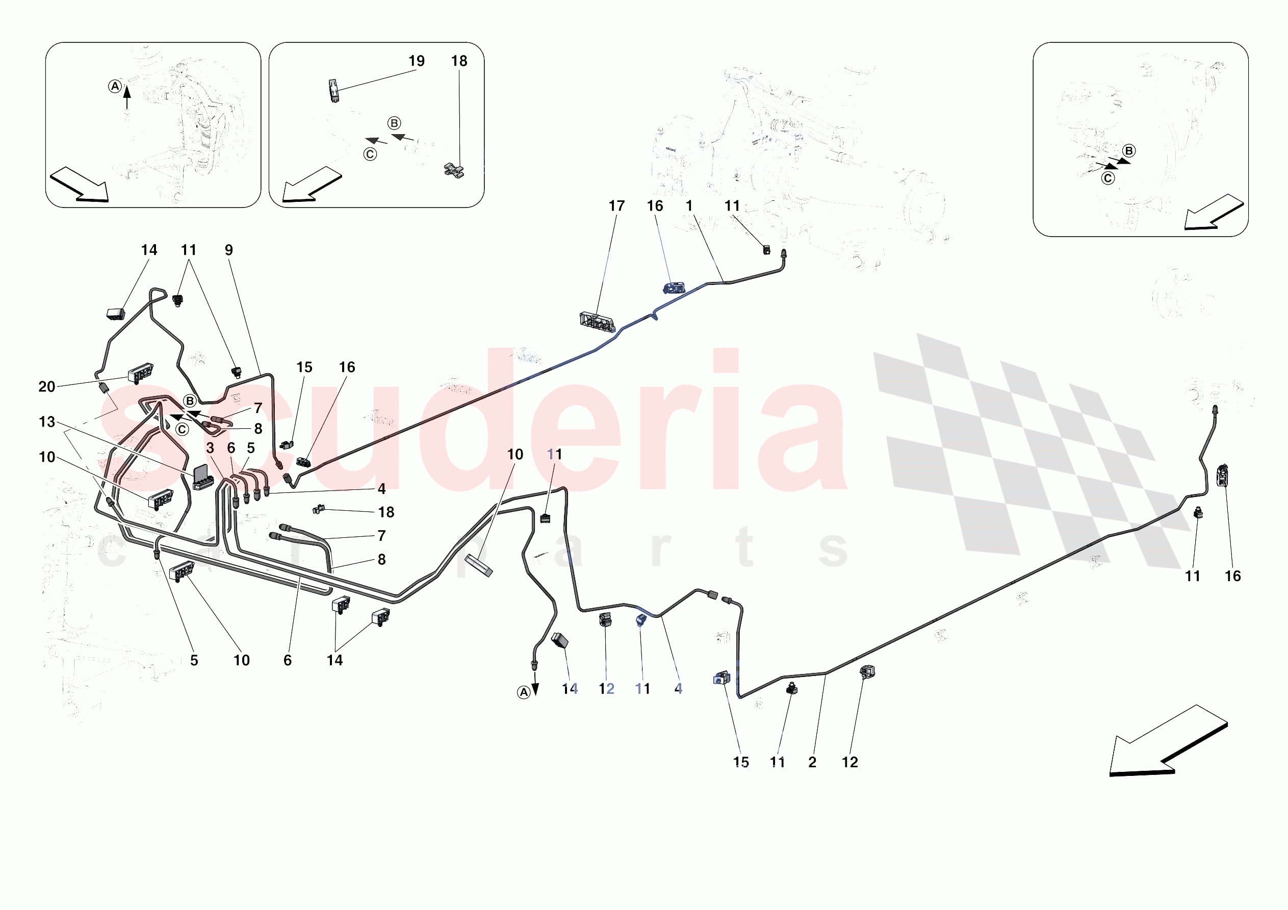 HYDRAULIC BRAKE CONTROL PIPES -APPLICABLE FOR RHD- of Ferrari Ferrari Roma USA