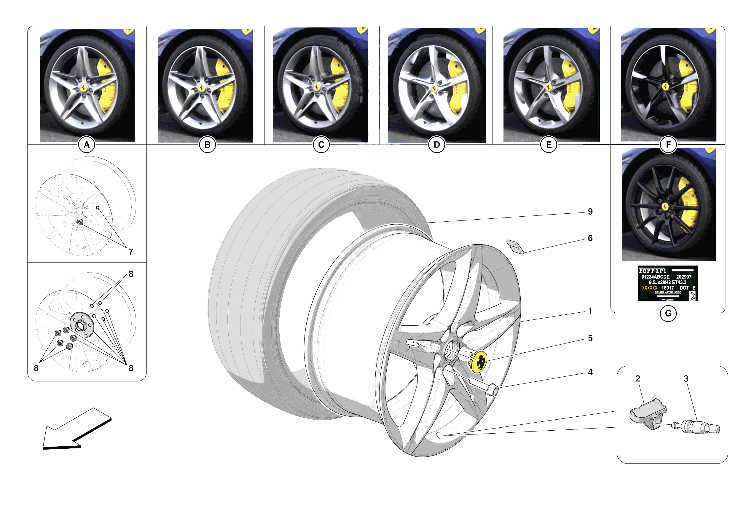 COMPLETE WHEELS of Ferrari Ferrari SF90 Spider Europe RH