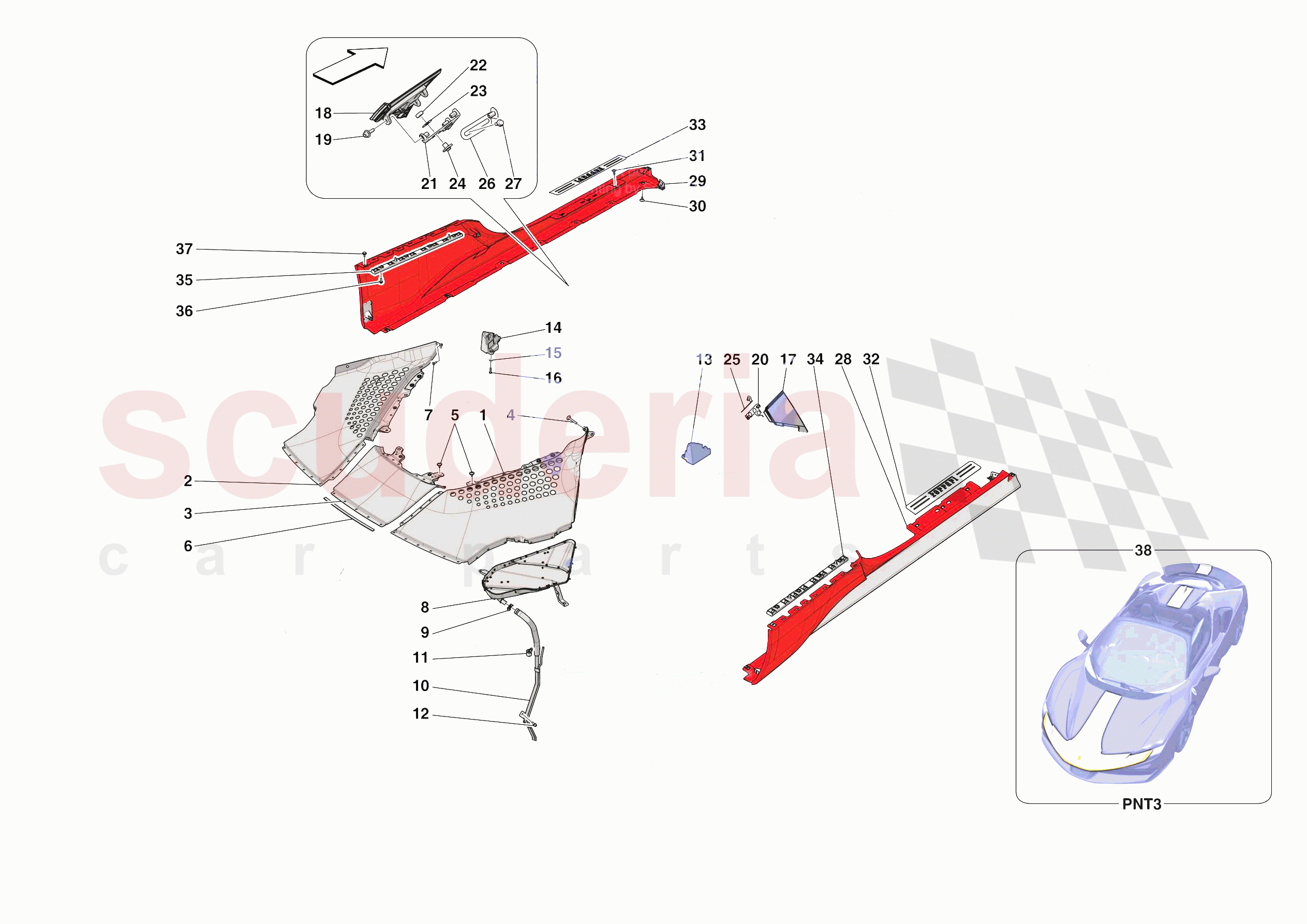 EXTERNAL LATERAL TRIM of Ferrari Ferrari SF90 Spider Europe RH