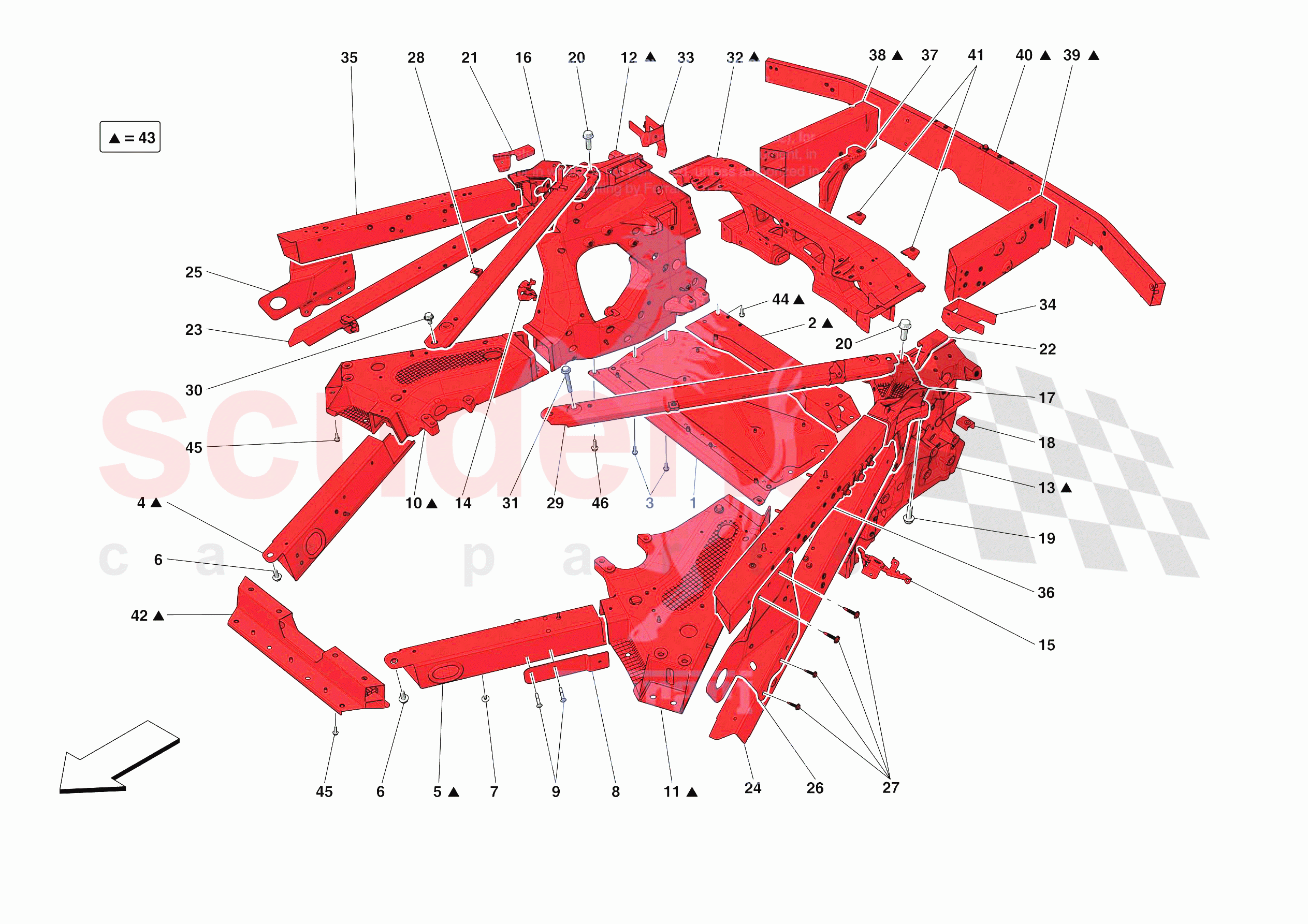 STRUCTURES AND ELEMENTS, REAR OF VEHICLE of Ferrari Ferrari SF90 Stradale Europe RH